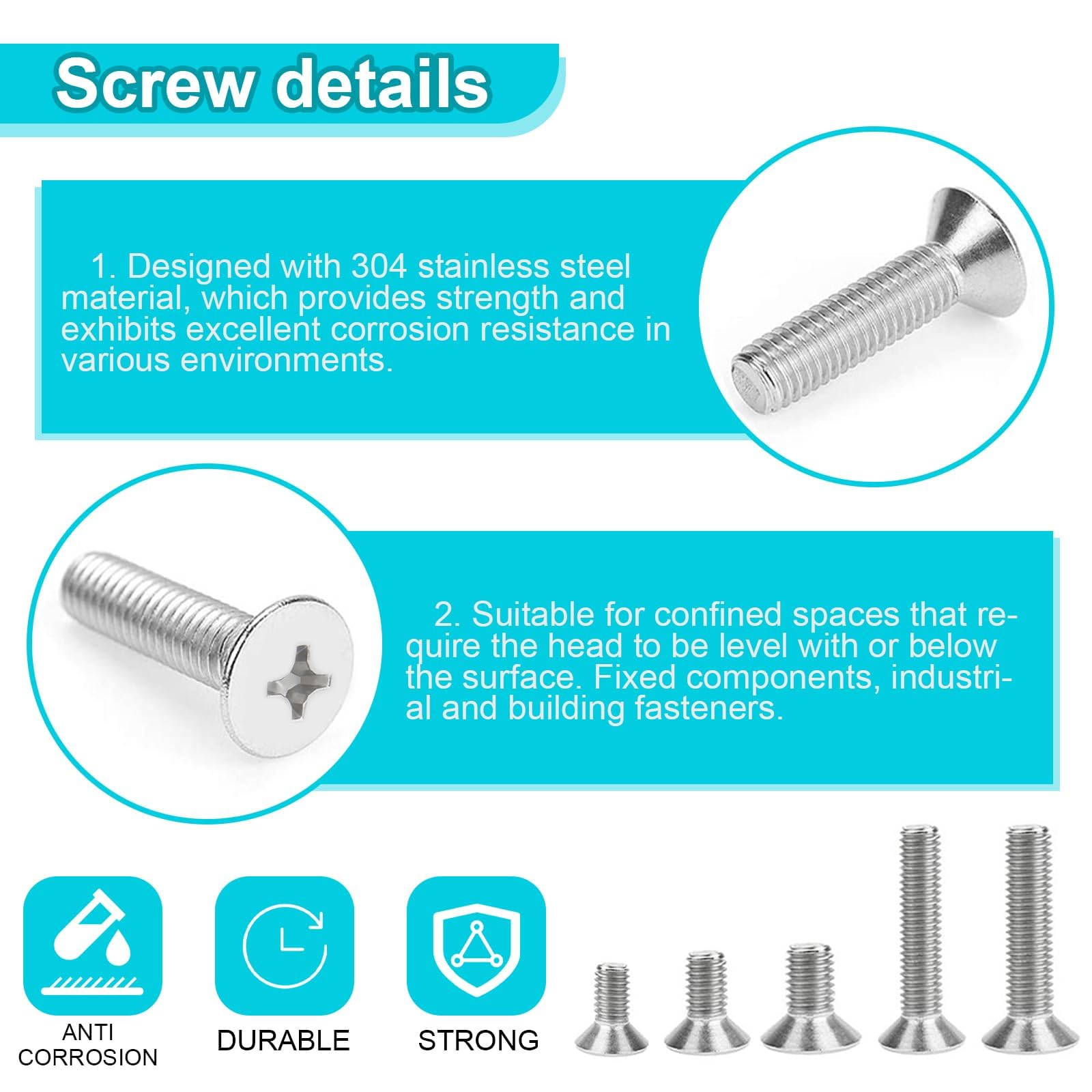 Kit 20 Viti per Riparazione Porte e Finestre UPVC | M3.5 M4 M5 Acciaio Inox | Testa Svasata (8mm/20mm) per Incontri, Ingranaggi e Maniglie