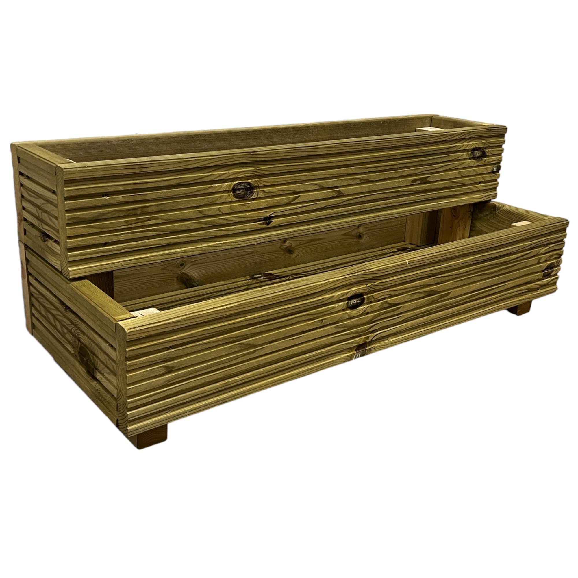 Cutncraft Designs Large Wide Stepped tired Decking patio Planter - Wooden Decking Patio Planter Trough herb Box 88cm… — image 1