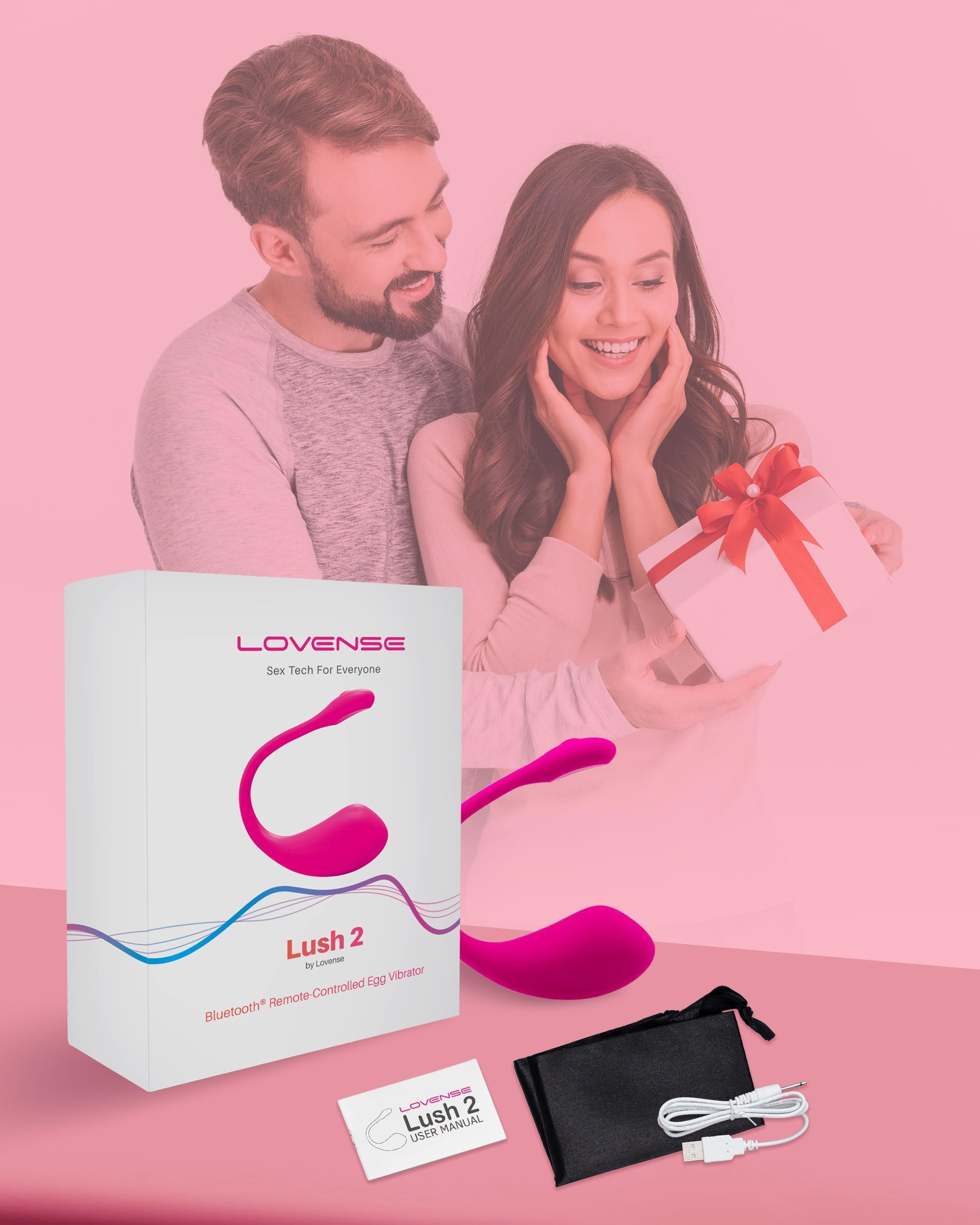 LOVENSE Lush 2 App Remote Controlled Vibrator, G Spot Couples Vibrator Bluetooth Adult Sex Toys & Games Vibrating Egg Powerful Vibrations for Women Couples Discreet Pleasure, Waterproof