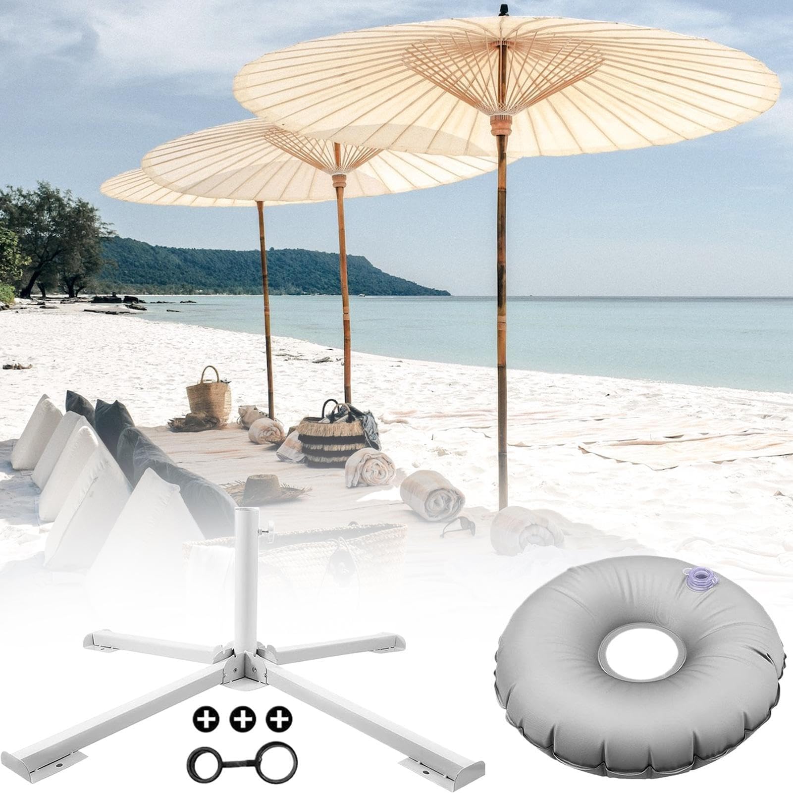 Przenośny stojak na parasol plażowy, wiatroszczelny i składany uchwyt na parasol na basen, kemping, patio, taras, wędkowanie, imprezy plenerowe i do użytku na stadionie