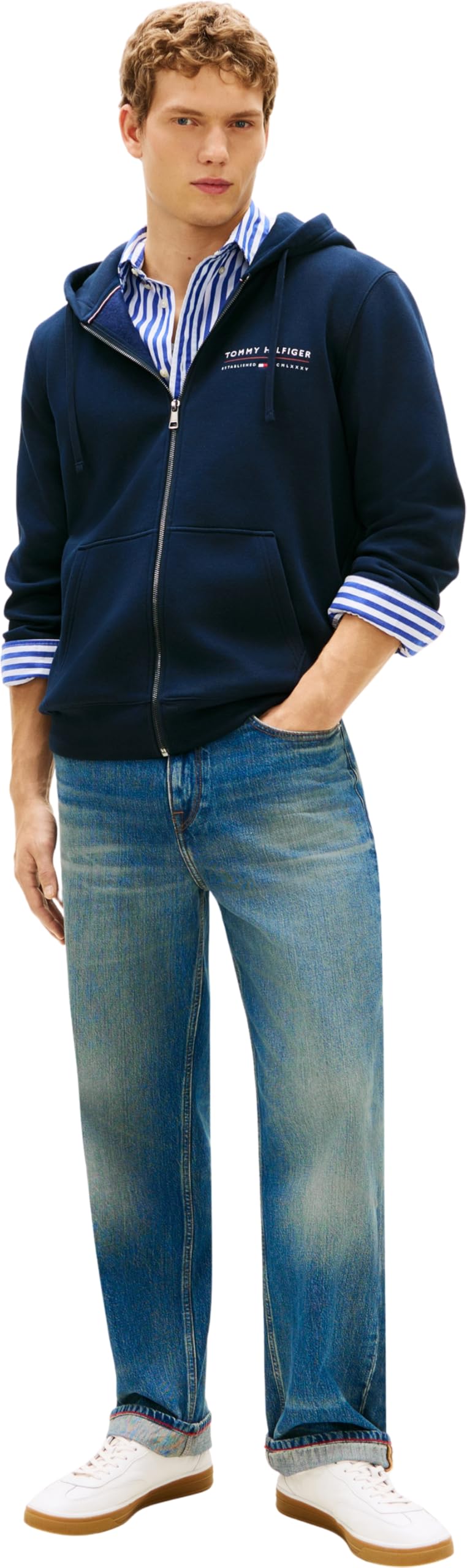 Tommy Hilfiger Herren Kapuzenpullover mit durchgehendem Reißverschluss