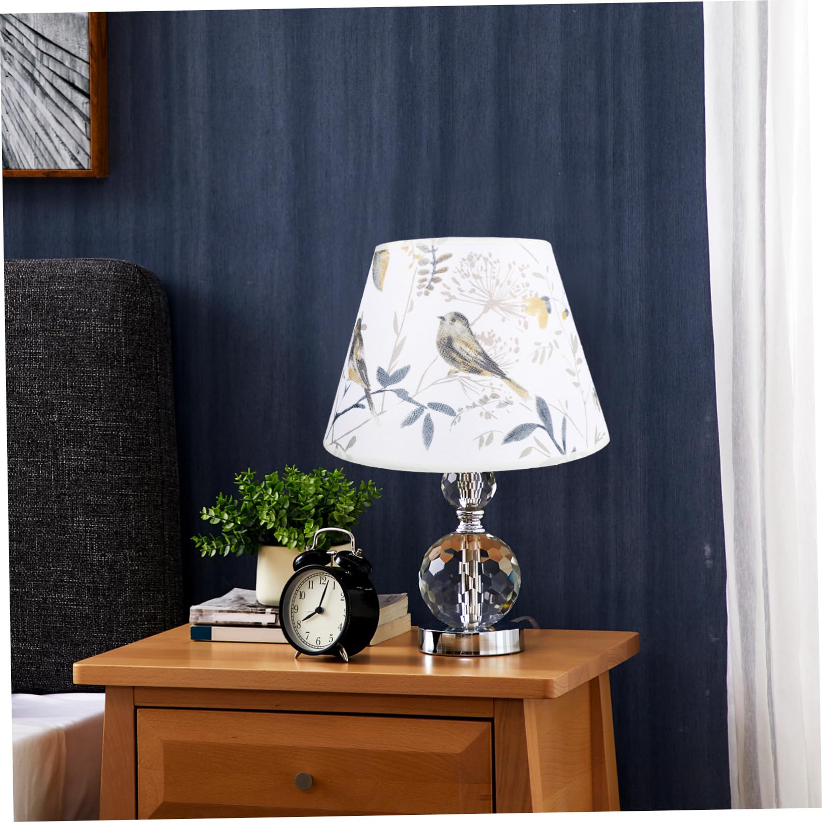 Uonlytech Abat-jour En Tissu Fleurs Et Oiseaux Tons Clairs De Fleurs Abat-jour Rustiques Couverture De Lampe De Table Abat-jour En Tissu Pour Lampes De Table Métal Intérieur E27 Plafond