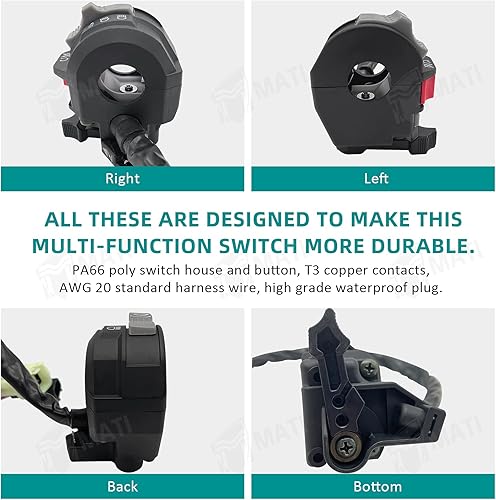 Miniatura 5 de M MATI Control del interruptor del manillar izquierdo Motor Start Run Off Faro para Yamaha YFM Big Bear 250/400 Grizzly 350/400/660 Kodiak 400/450