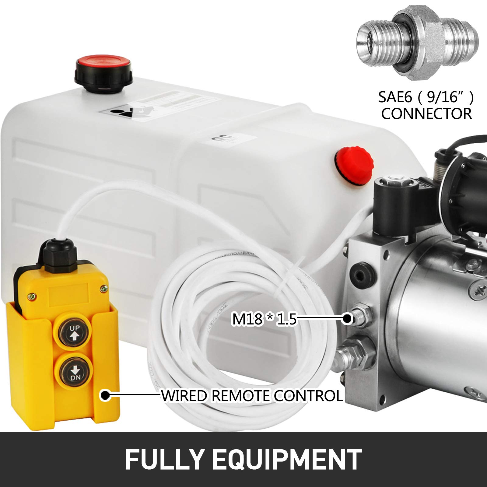 VEVOR Bomba Hidráulica con Simple Efecto 7L para Remolque de Coches Depósito de Plástico Bomba Hidráulica Remolque Tanque 12V