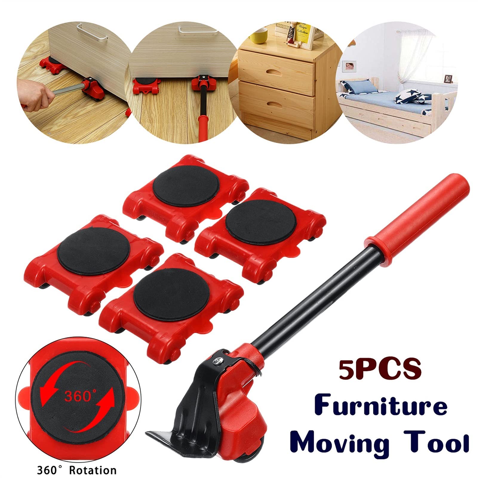 Moving tools Heavy Duty Furniture Lifter Transport Tool Meubels Mover Set 4 Move Roller 1 Wielkust Voor het opheffen van Moving Meubels Helper (Color : Red