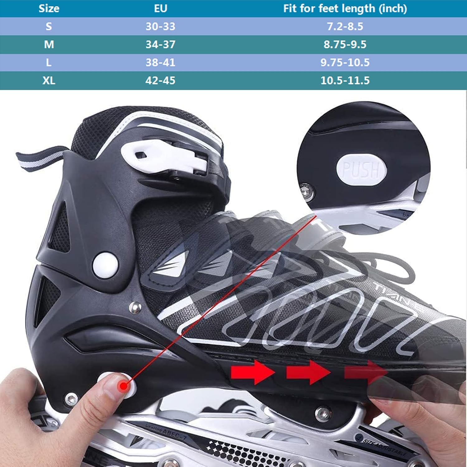 Patines En Línea Ajustables De 4 Tamaños para Adultos Y Niños con 8 Ruedas Iluminadas, Patines Ilie para Niños Y Niñas con Rodamientos Silenciosos ABEC-7, Patines Transpirables para Adultos