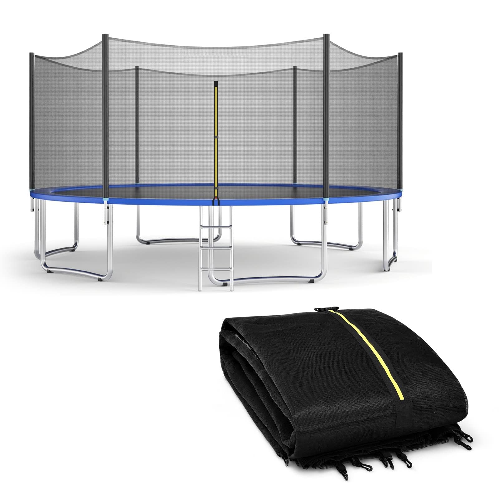 QHNTUJLB Replacement Trampoline Enclosure Net, 4/4.6/6/8/10/12/13/14/16FT Round Trampoline Safety Net, with Double-Headed Zippers, Protection Buckles & Enhanced Hook, Net Only(4FT(120cm) 6Poles)