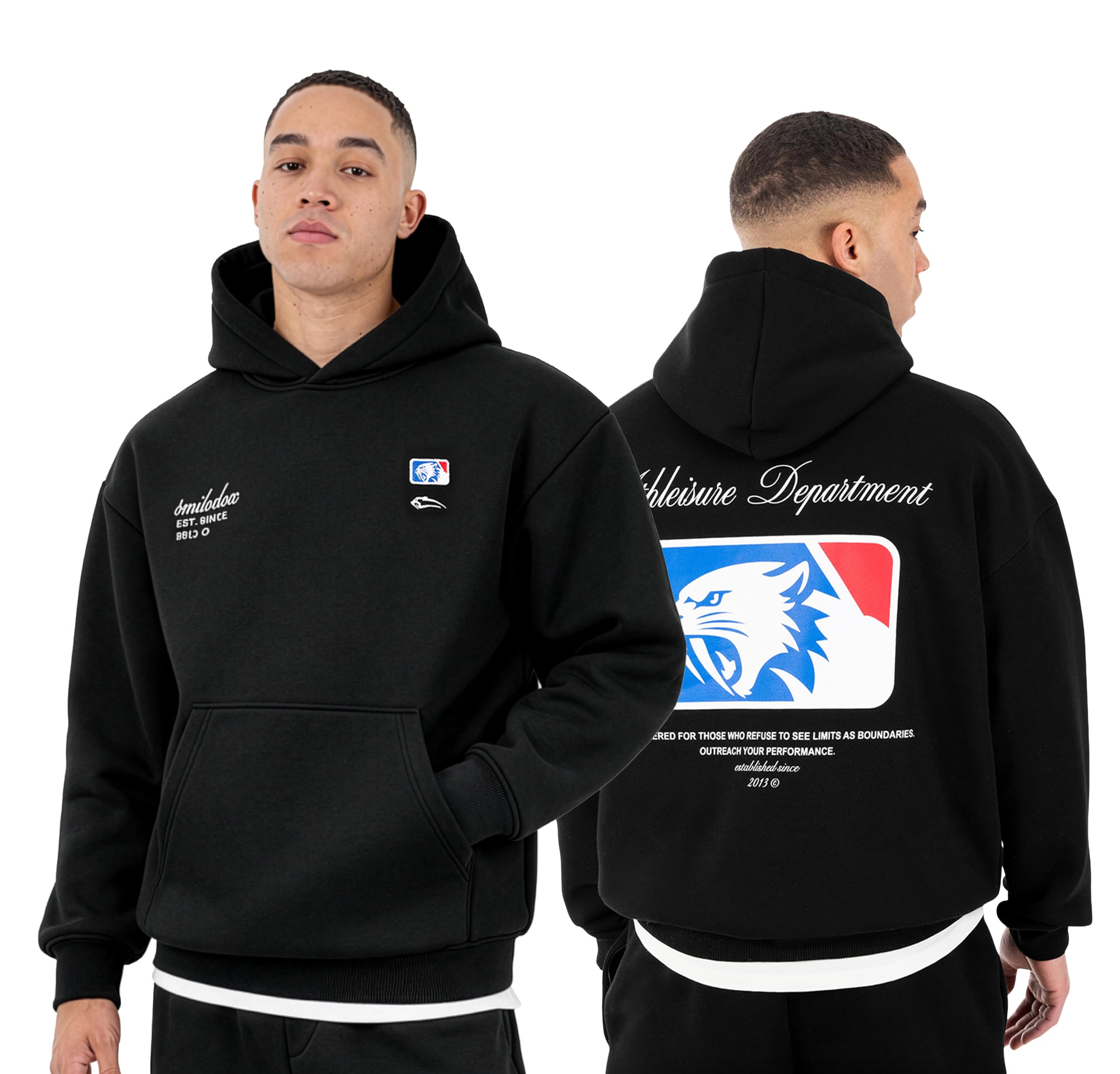 SMILODOX Hoodie Herren Striver, Oversized Kapuzenpullover mit Kängurutasche und Backprint, Pullover mit Rippbündchen, Streetwear, Baggy Fit, Casual Fit, Sportbekleidung für Gym & Freizeit