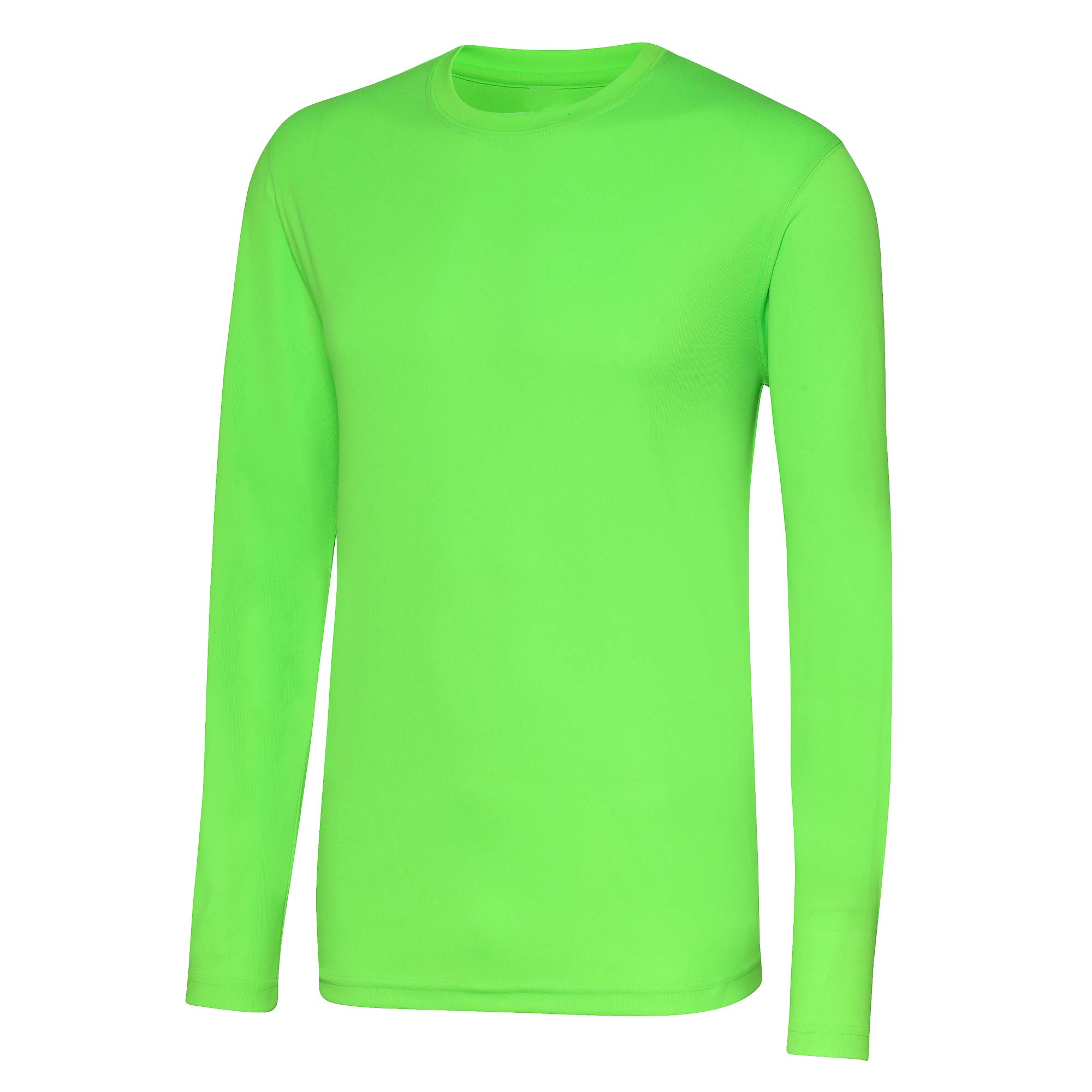 Just Cool Men's Electric Green Awdis Long Sleeve Sports Performance T-Shirt Xl