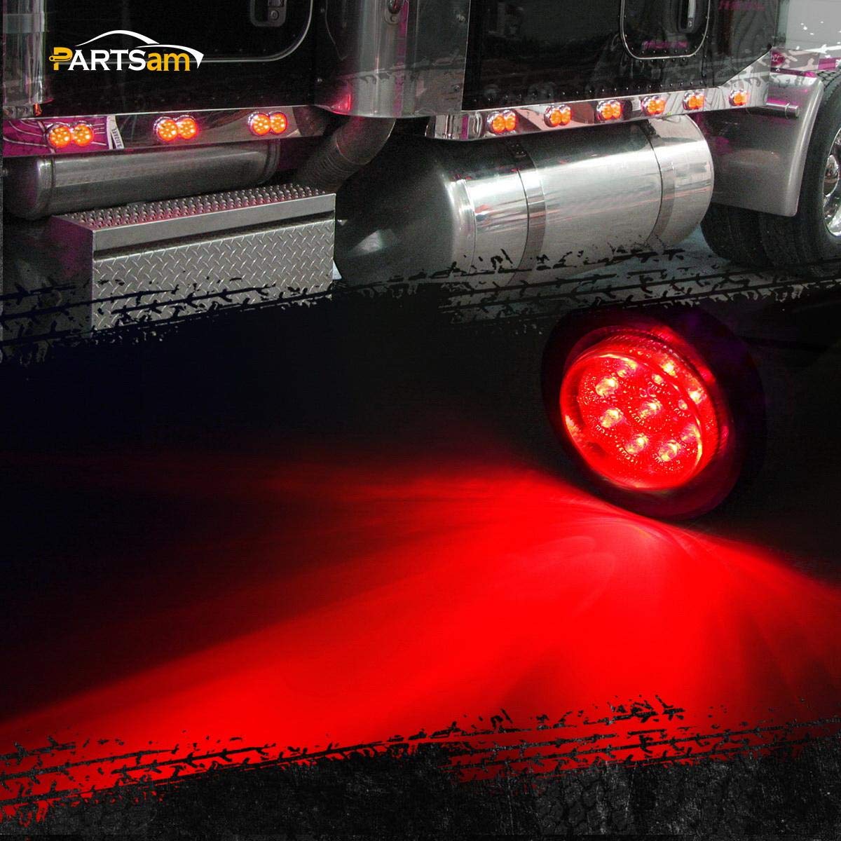 Amazon | Partsam 2個 2インチ ラウンド LED サイドマーカー、2インチ