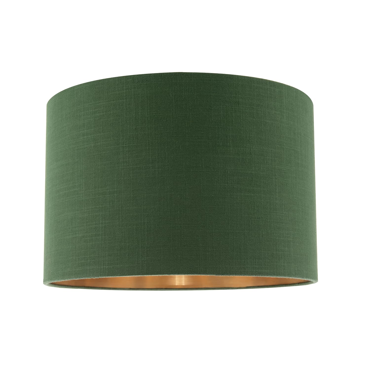 Modern Forest Green Cotton Lamp Shade with Brushed Gold Inner Lining | 30cm x 20cm | for Table or Ceiling Pendant by Happy Homewares