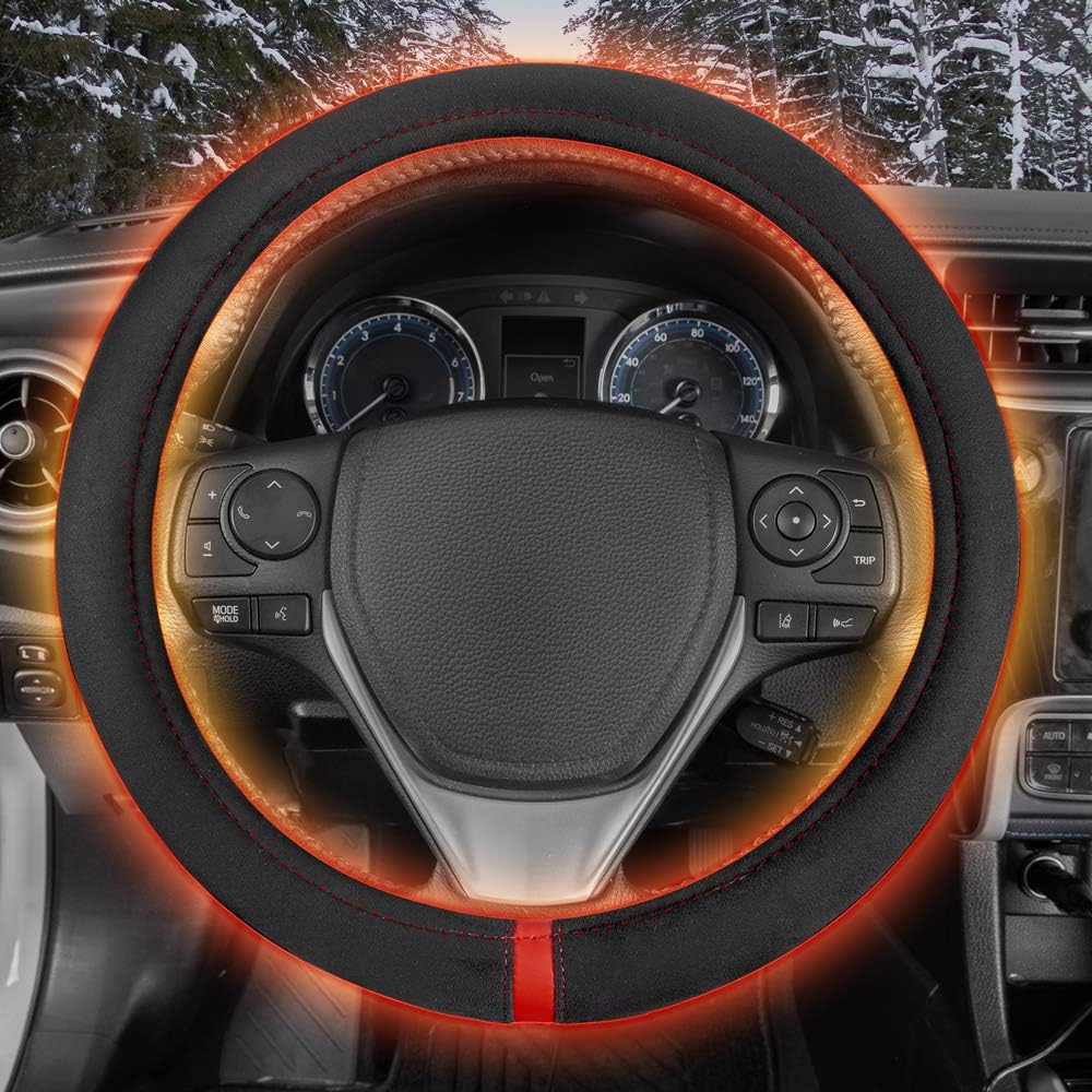 Motor Trend WarmTouch 12v Heated Steering Wheel Cover – DC Powered Hand Warmer for Auto, Heats Up Quickly, Fits Most Car Truck Van and SUV