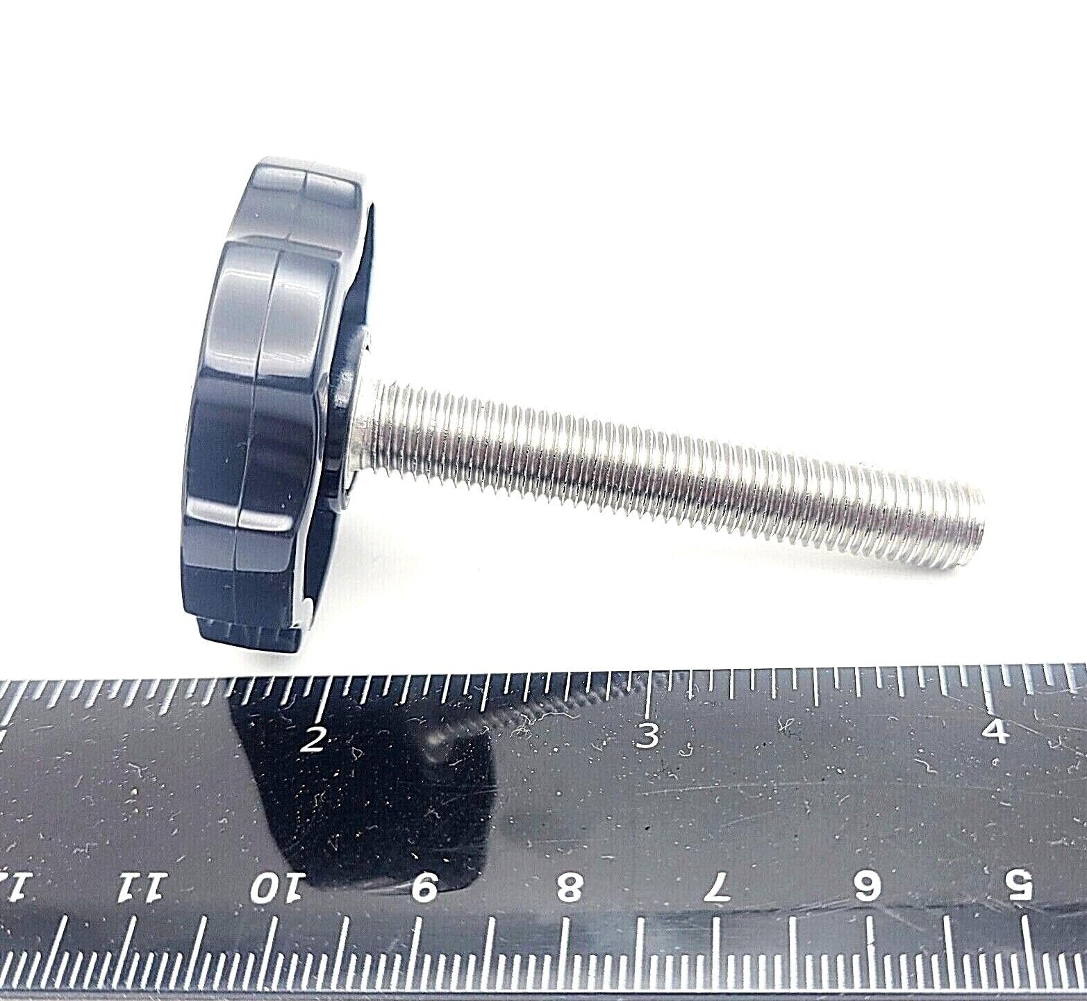 5/16"-24 Fine Thread Thumb Screw Bolts with Black Round Hex Head Plastic Clamping Knob Cap 304 Stainless Steel UNF Rust-Resistant (Length: 2", 2 Pack)