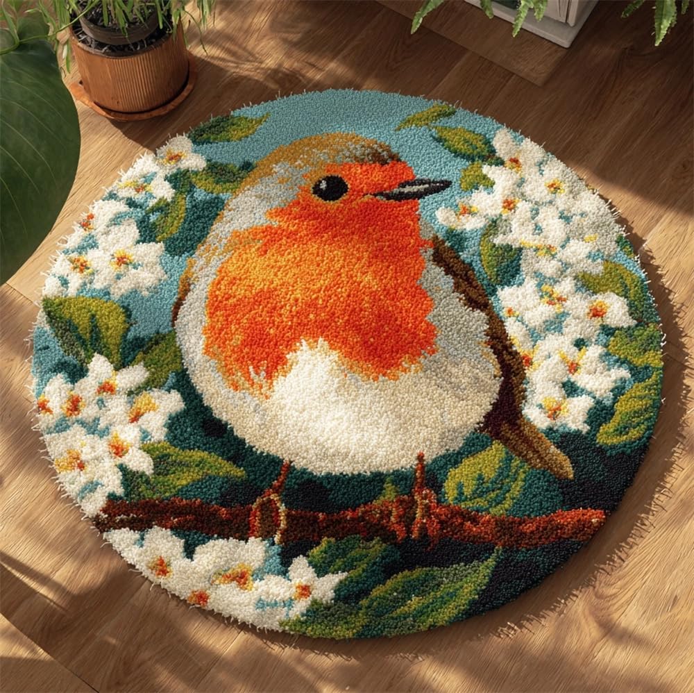 kitphoenix DIY Cushion Carpet Floor Mat Rug Robin Christmas Bird