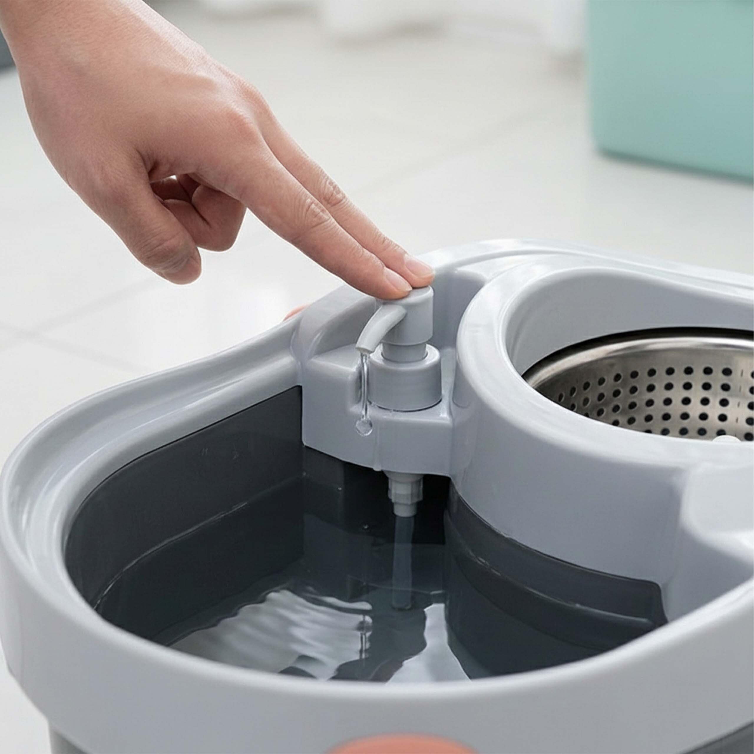 Relaxdays Set fregona, Cubo de 16L con escurridor y Carro con Pedal, Gris