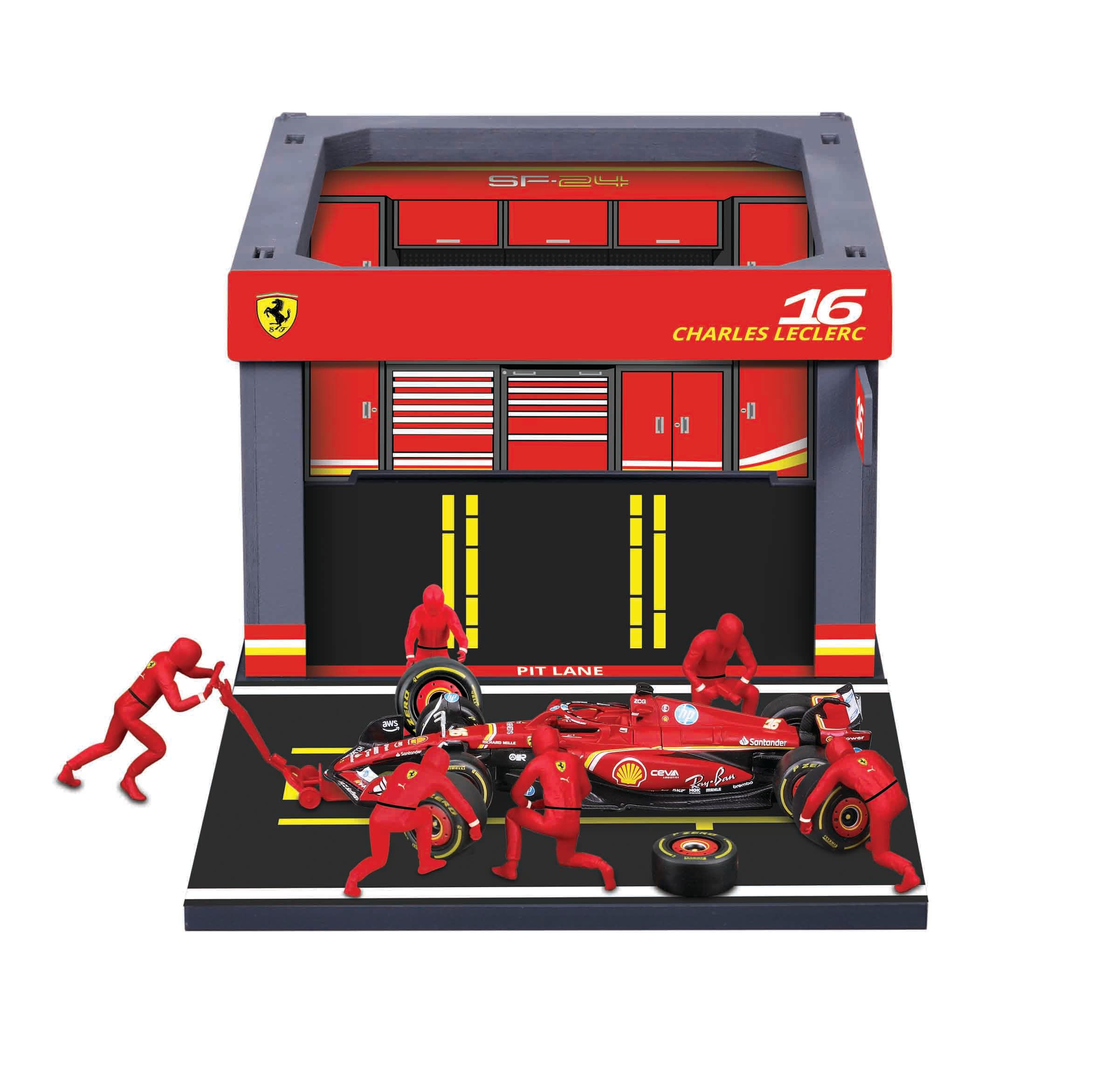 Amazon.com: Bburago 1:43 2024 Ferrari SF-24 Pit Pass, Leclerc #16