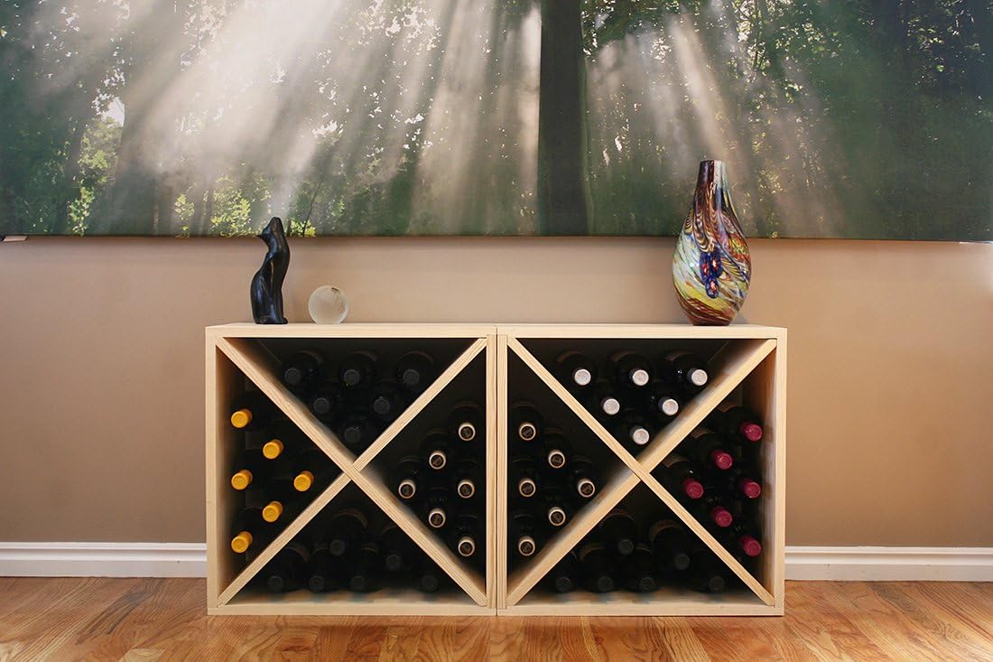 Creekside 24 Bottle Stackable Wine Cubes (Set of 2), 12" Deep, Pine