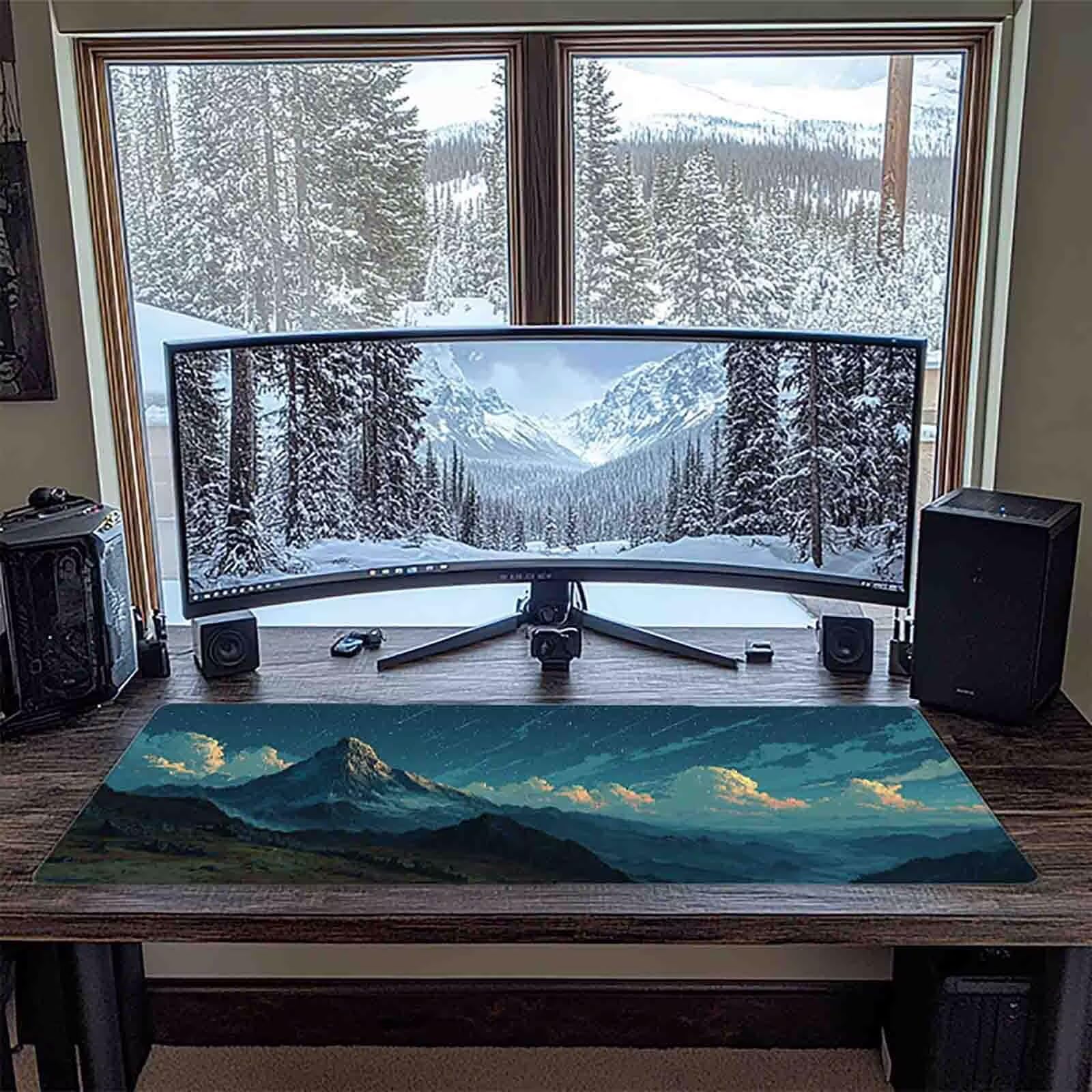 Tappetino Mouse XXL 1000x500mm Grigio Mousepad Bussola Tappetino Scrivania Grande, con base in Gomma Antiscivolo, Impermeabile Sottomano Scrivania per Computer, Accessori Gaming Mouse Pad 5-1558m