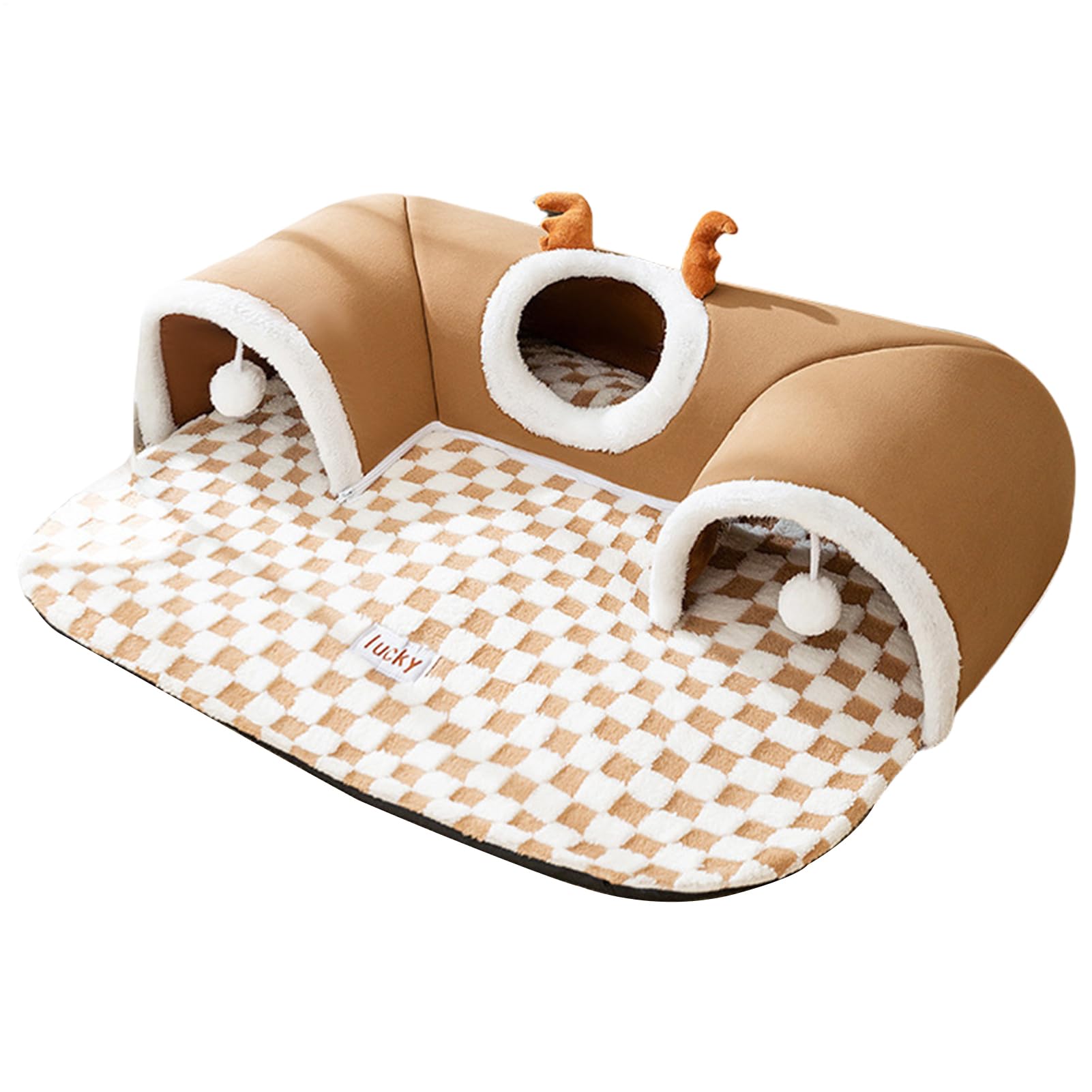 Grand tunnel pour chat d'intérieur et d'extérieur abri doux durable