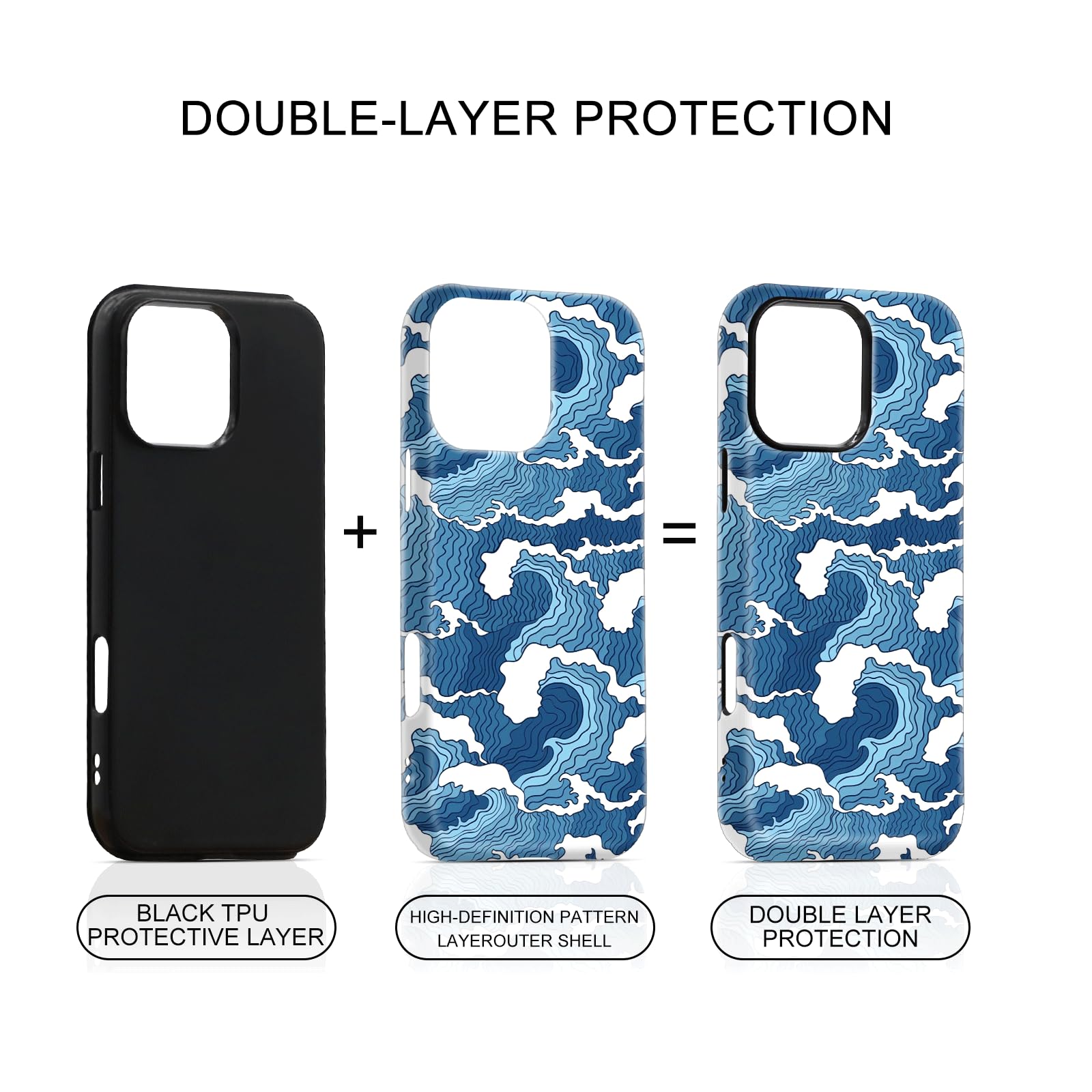 【新品】PVC heart planet case 17 /ocean Amazon.com: for iPhone 17 Pro Max Case Blue Ocean Waves Pattern