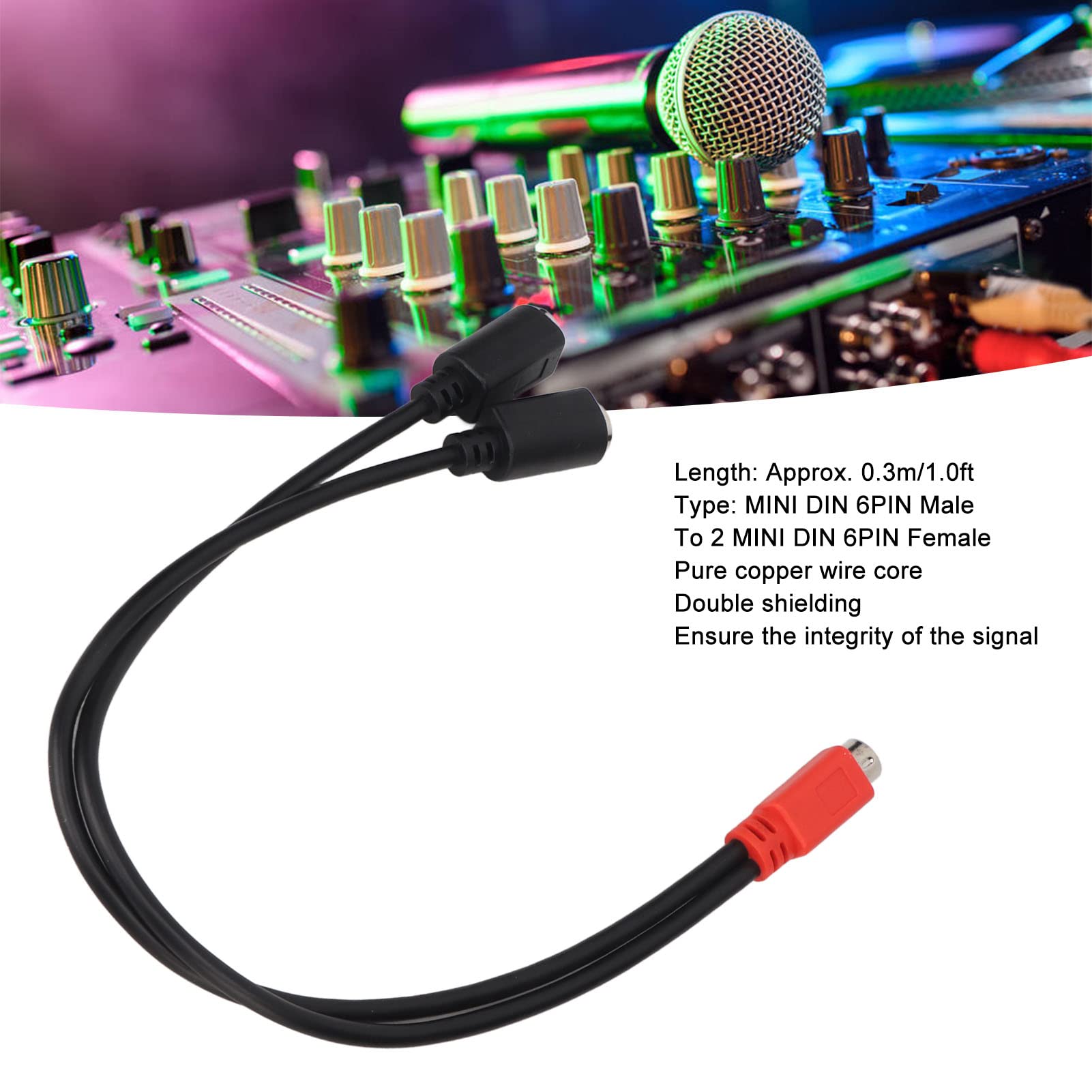 DIN 6-biegunowy kabel wtykowy i wtyczka na 2 gniazda 6-biegunowe, klawiatura/mysz, kabel rozdzielający, Plug and Play