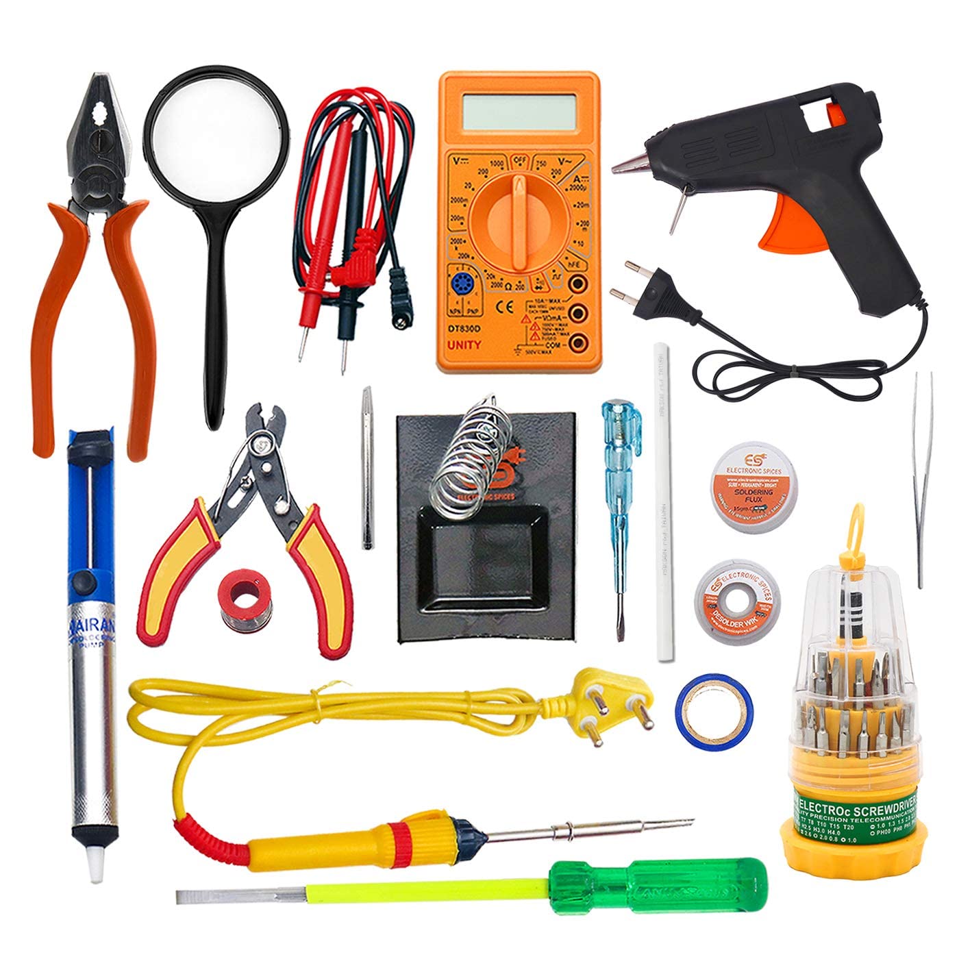 Electronic Spices 17 IN 1 25watt Soldering Iron Starter Kit With Glue gun For Diy Craft and electronic & Industrial Work (Pack of 5) (B09RSR4WNX) Amazon Price History, Amazon Price Tracker