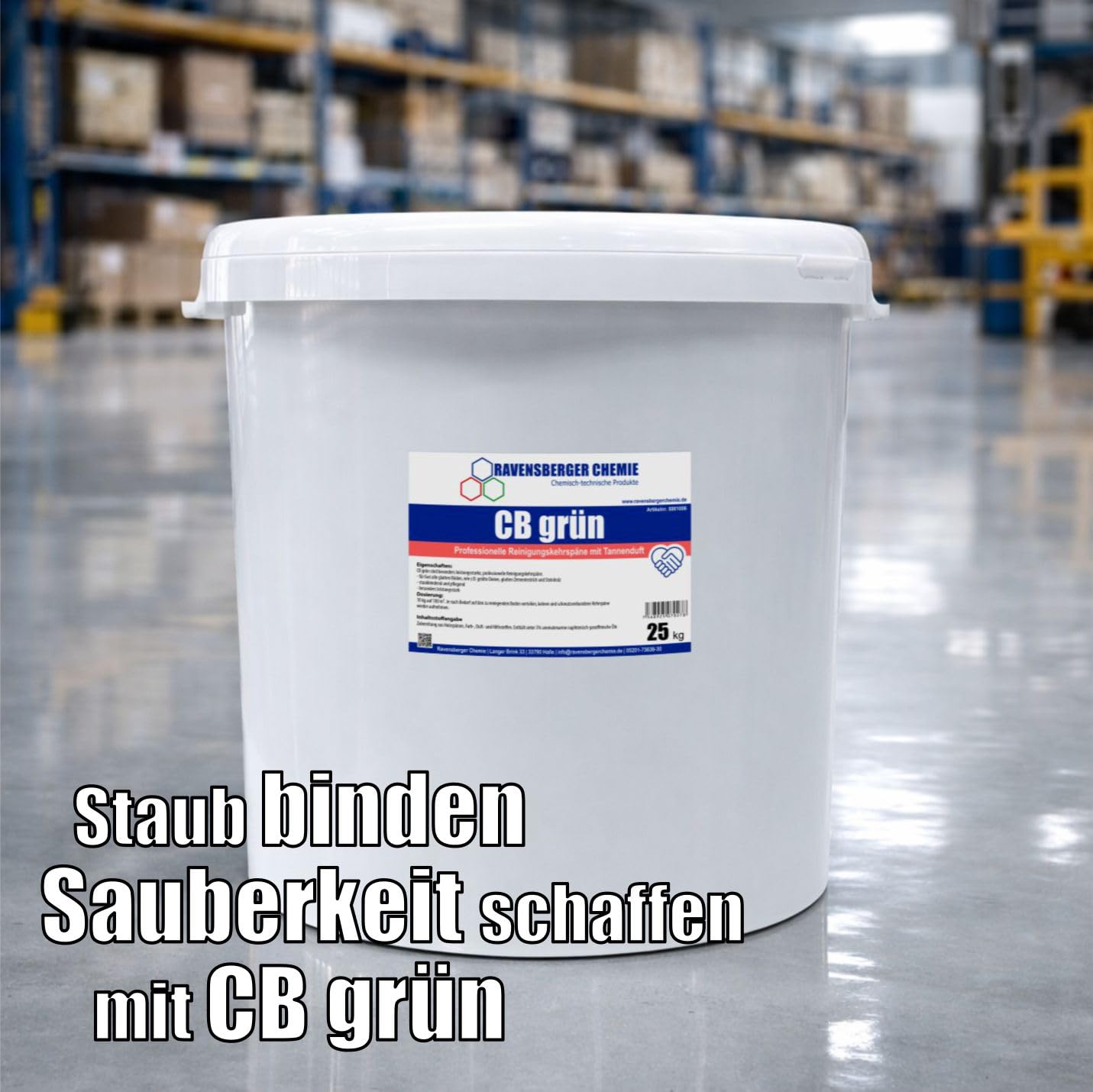 CB Grün - Industriekehrspäne Tannenduft 25 kg – staubbindende Kehrspäne für Werkstatt, Lager, Industriehallen & Garagen – bindet Staub, Schmutz & Feuchtigkeit