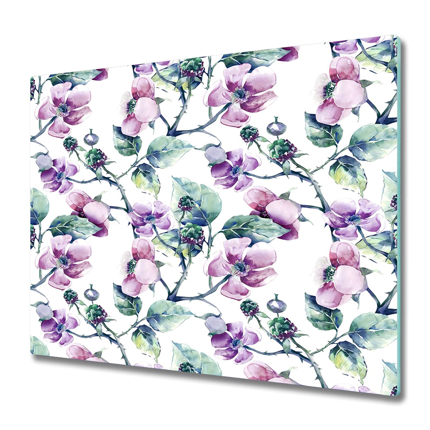 Plaque de protection verre trempé 60x52cm Tulup avec motif floral résistant aux chocs