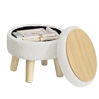 SONGMICS Pouf Contenitore, Poggiapiedi in Tessuto Bouclé