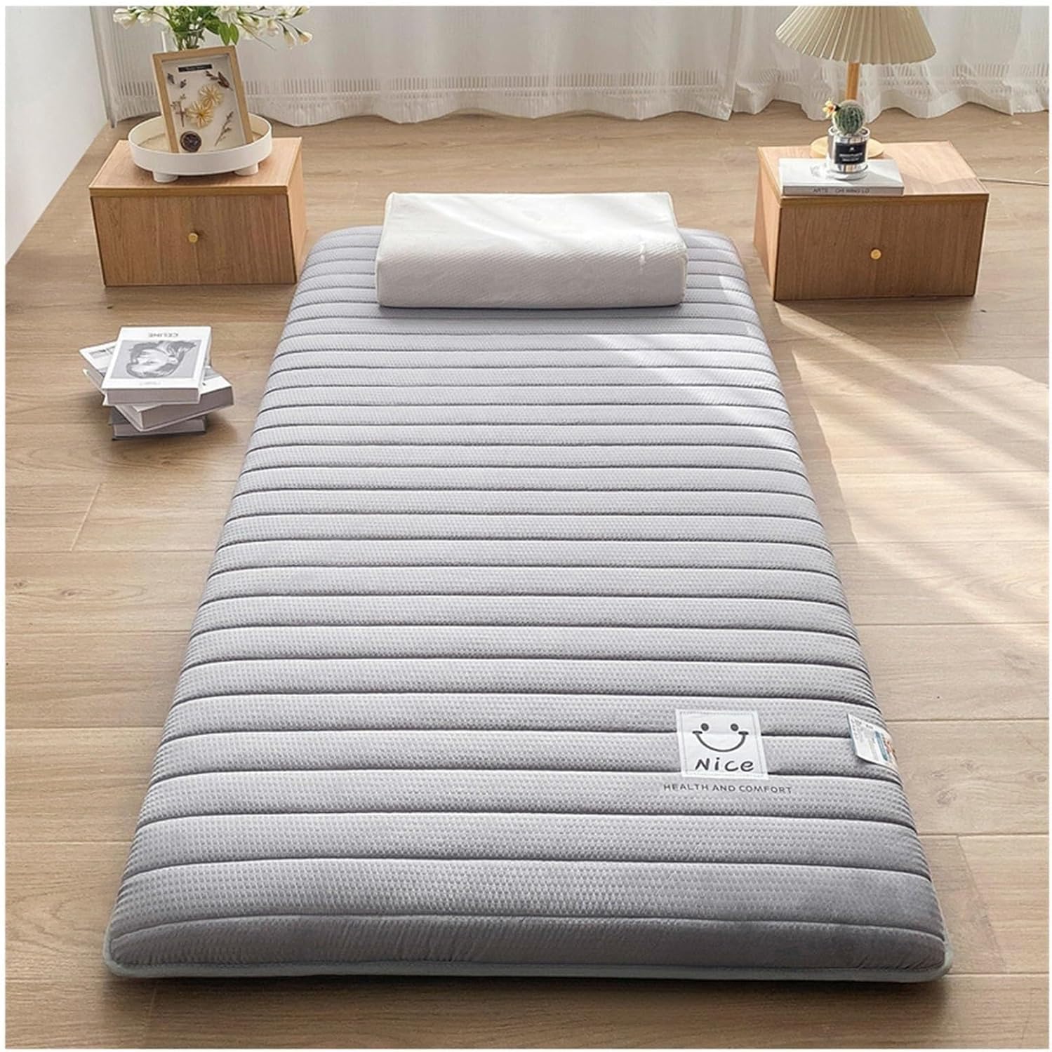 Matelas - Tapis de couchage pliable de style minimaliste Surface matelassée douce Support léger en mousse Coussin de lit pour dortoir d'étudiant Camping Chambre d'amis (C,90X190cm)