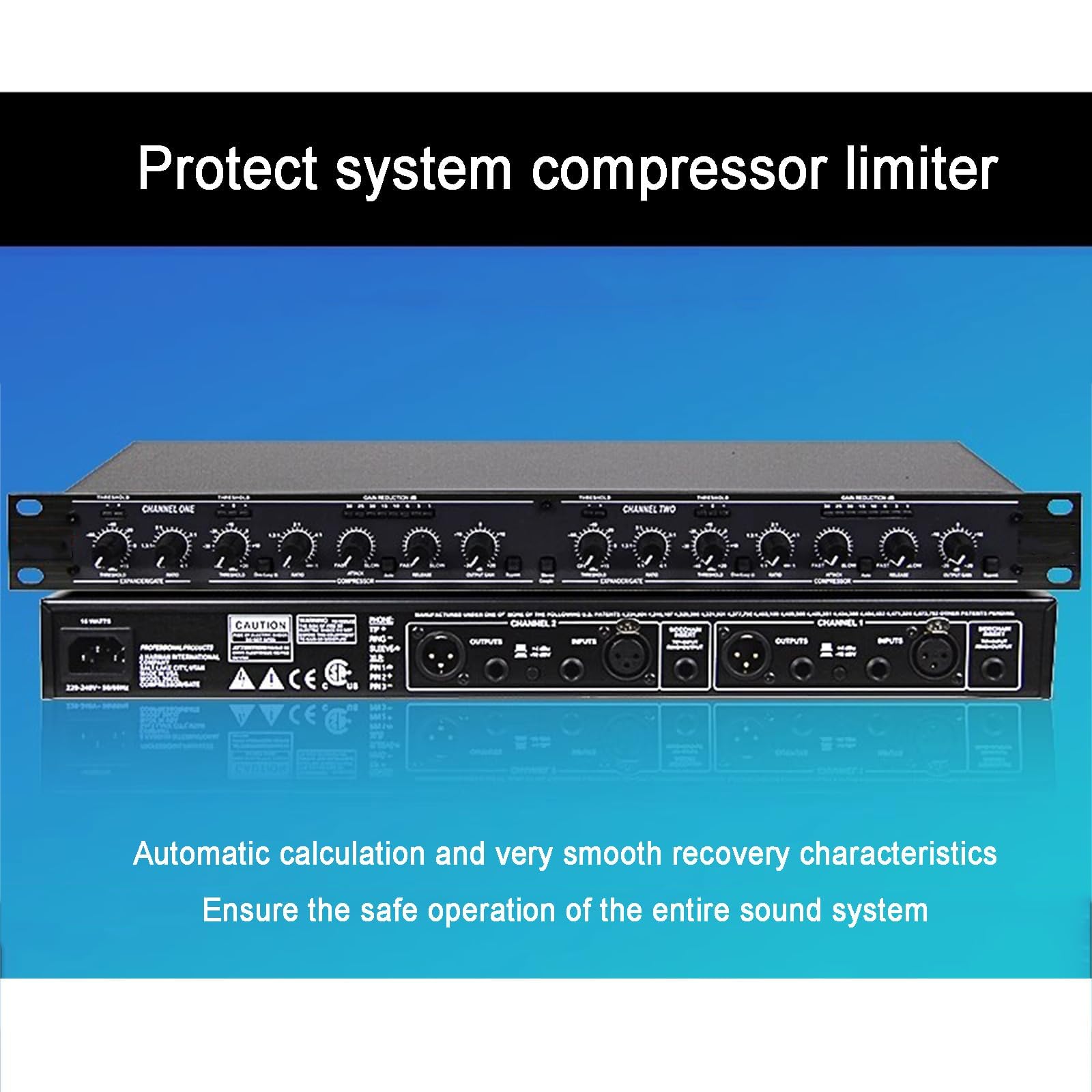 Processore audio professionale con compressore stereo, riverbero digitale anti-feedback e crossover per spettacoli teatrali e karaoke