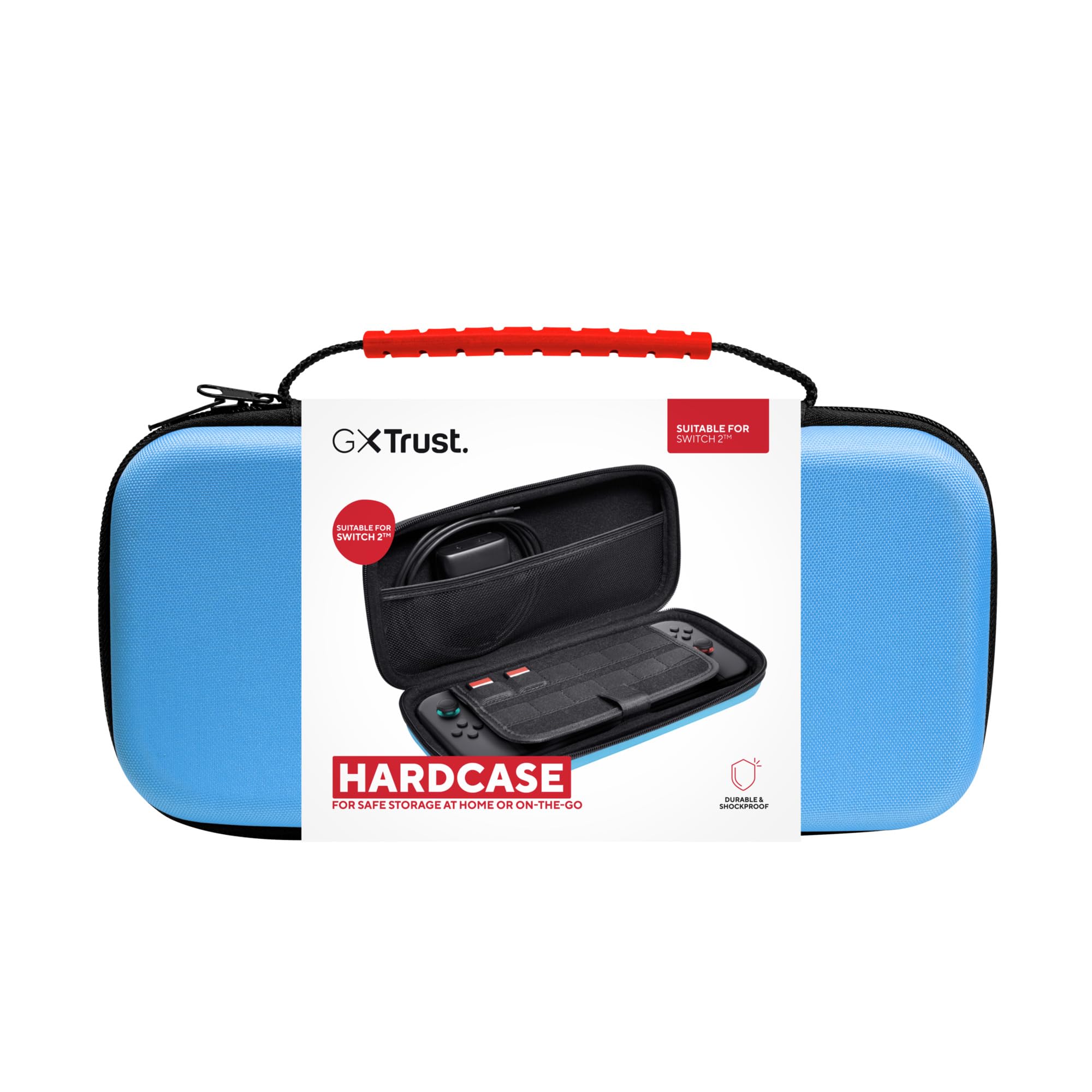 GXTrust 1251B Funda para Nintendo Switch 2, Funda Protectora Dura, Carcasa Estuche Rigido de Transporte para Consola y Accesorios, Bolsillo para 4 Joy-Cons y 12 Cartuchos de Juego, Azul