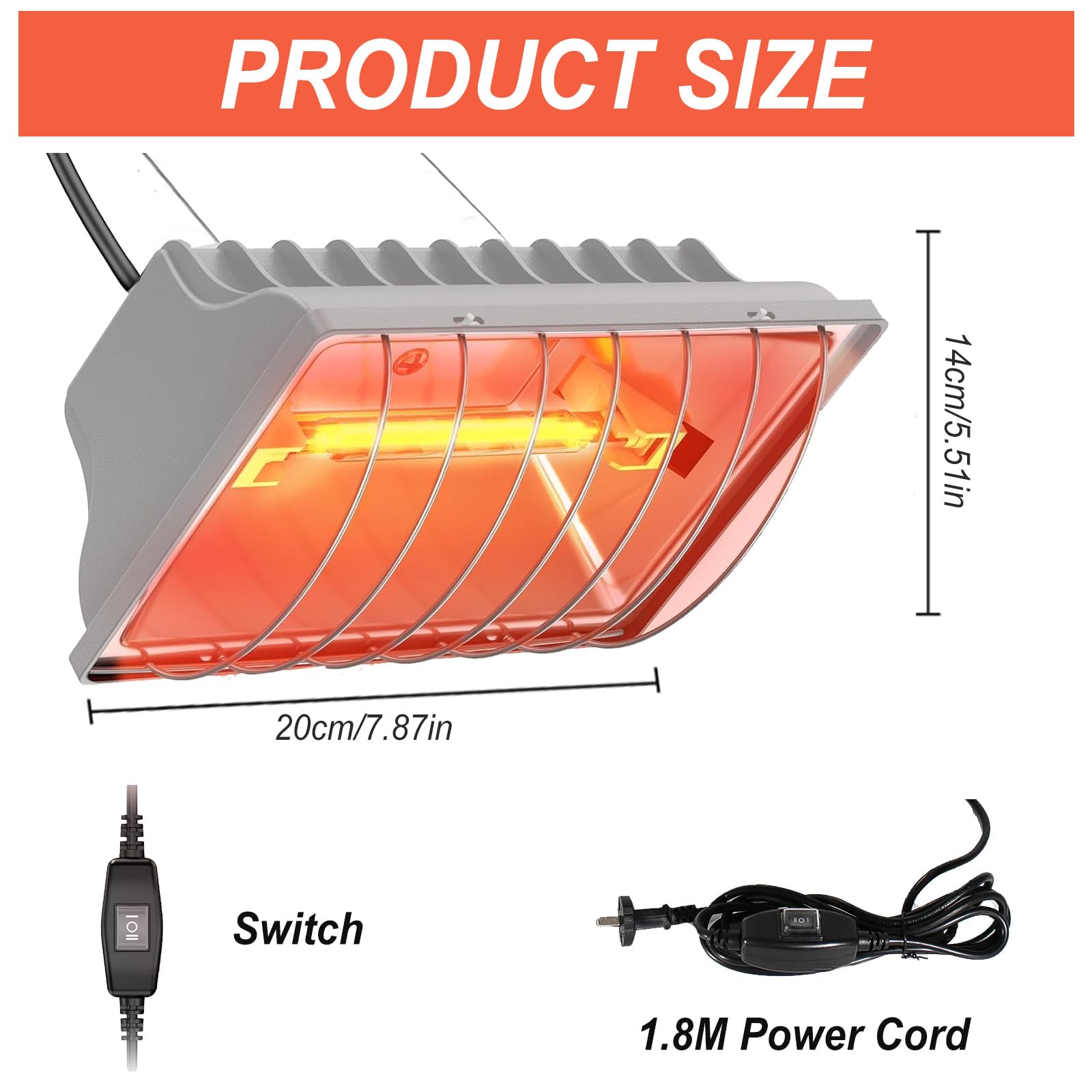 Lampa grzewcza dla piskląt, 250 W, czerwone światło, lampa grzewcza, kurnik z przełącznikiem oszczędnym, kabel zasilający 1,8 m, automatyczna termostatyczna lampa na podczerwień dla kur, kaczek