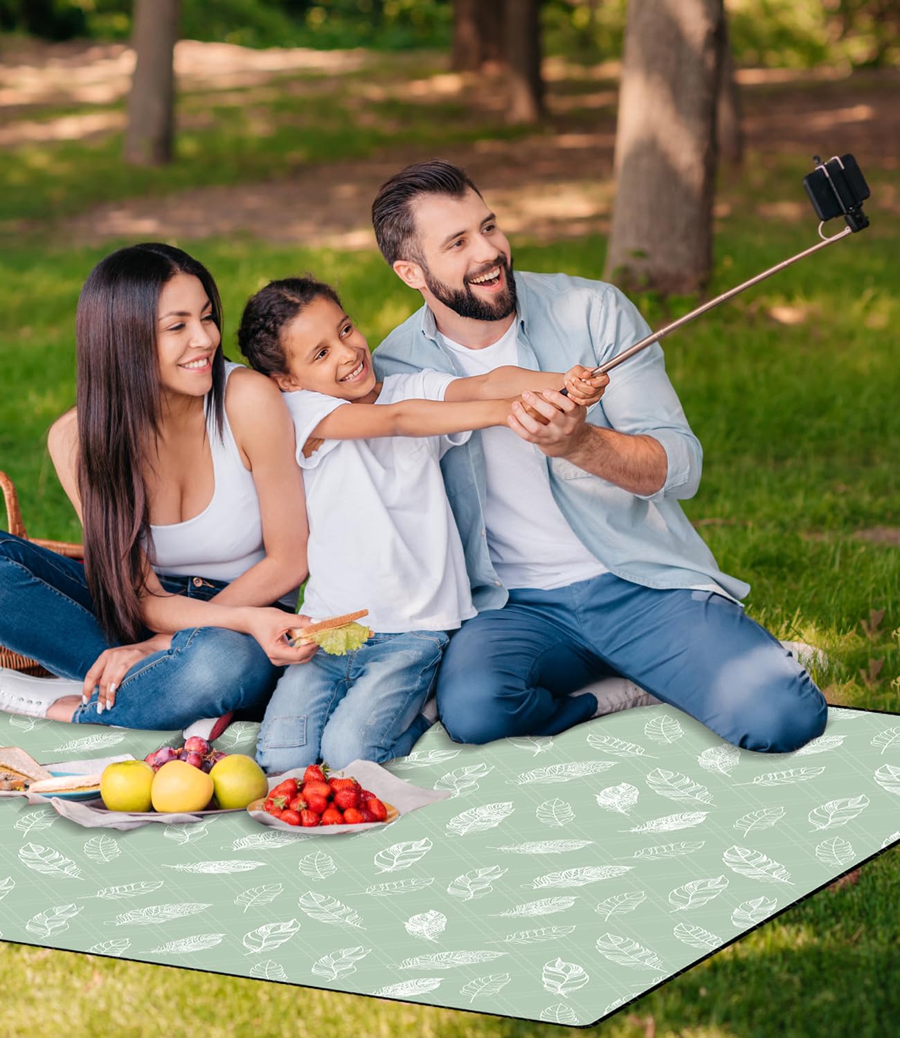 Coperta da Picnic Impermeabile Lavabile XXL 200x200 cm Verde