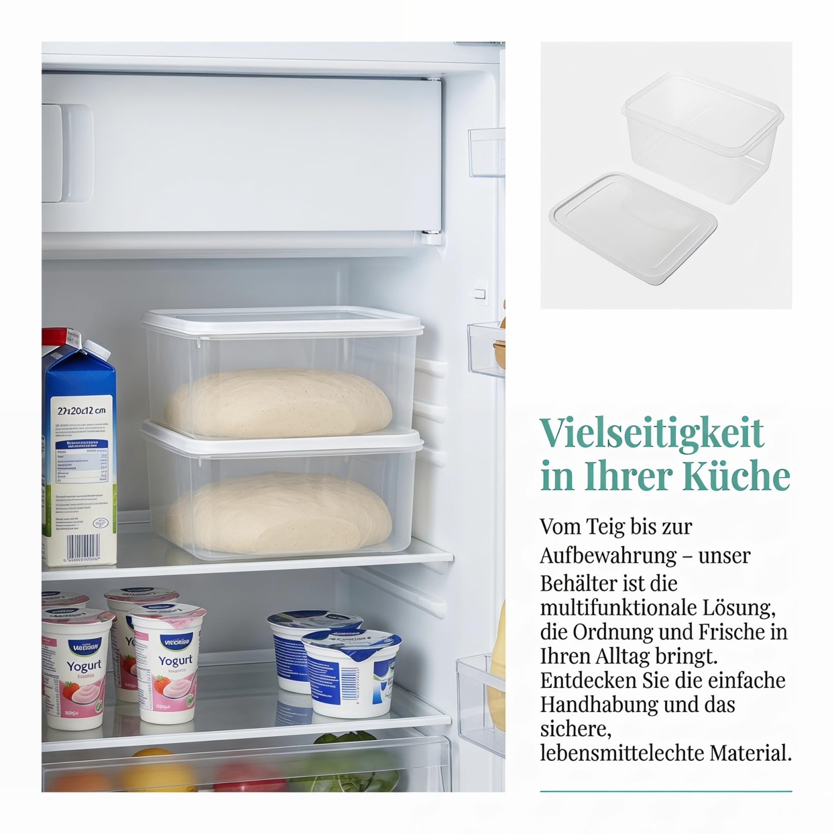Ciieeo Stapelbare Pizzateig-Gärbox Mit Deckel 4L Transparentes Teigbehälter Für Brotteiggärung Und Platzsparende Aufbewahrung in Der Küche Aus Sicherem Pp-Material