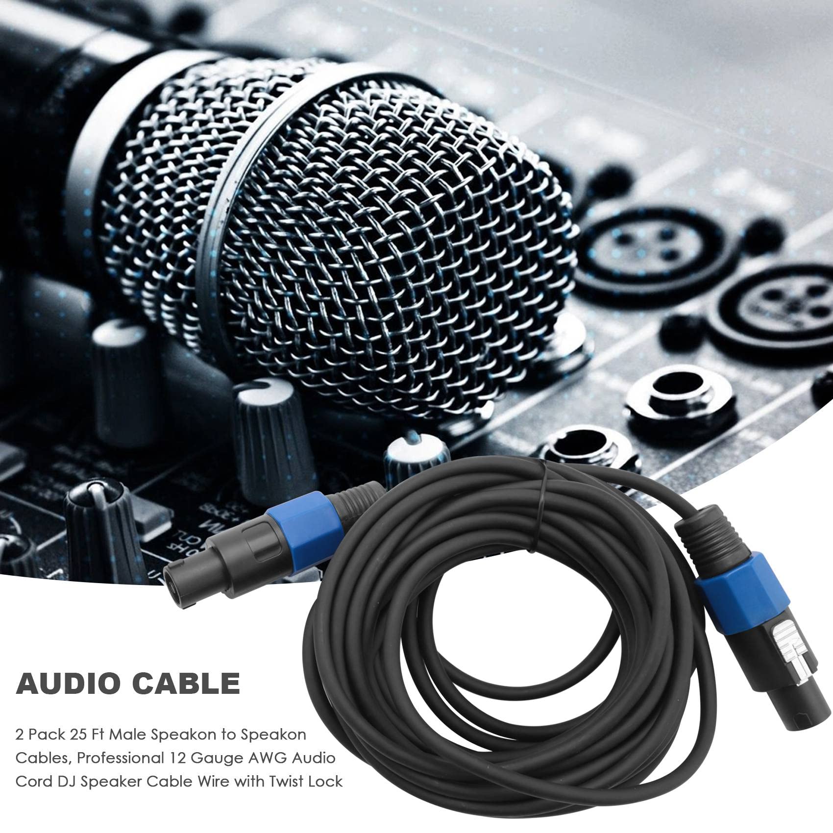 Amazon.co.jp: yixue 2パック25フィートオス Speakon- Speakonケーブル