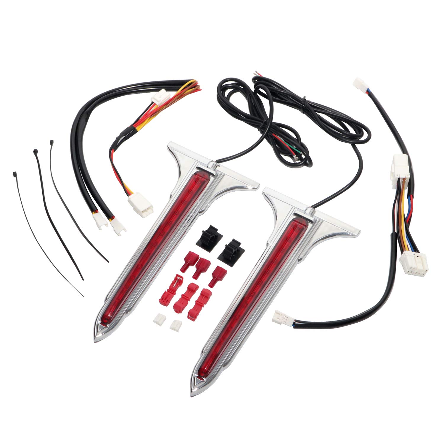 Wedge LED Rear Saddlebag Side Accents Tail Brake Lights with Red Lenses for Harley Touring Road Glide Tri Glide Electra Glide Street Glide 1993-2013