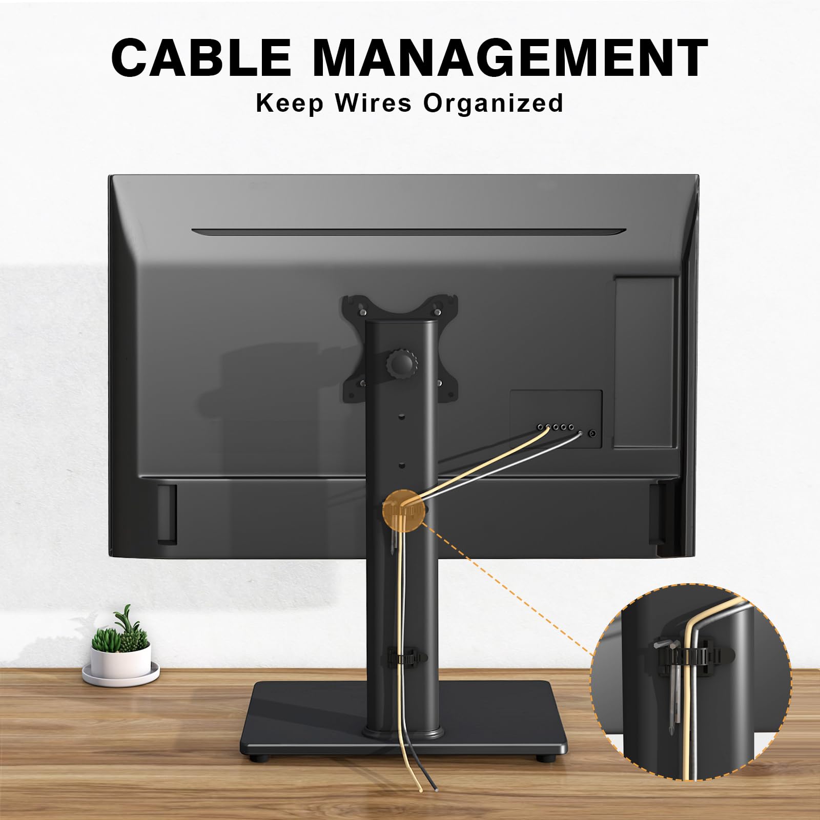 5Rcom Support Ecran PC TV pour 13-32 Pouces Pied Ecran PC pour Bureau Inclinaison/Pivotant/Rotation/Réglable Support Écran PC Compatible VESA 75/100 mm (Max 10 kg)