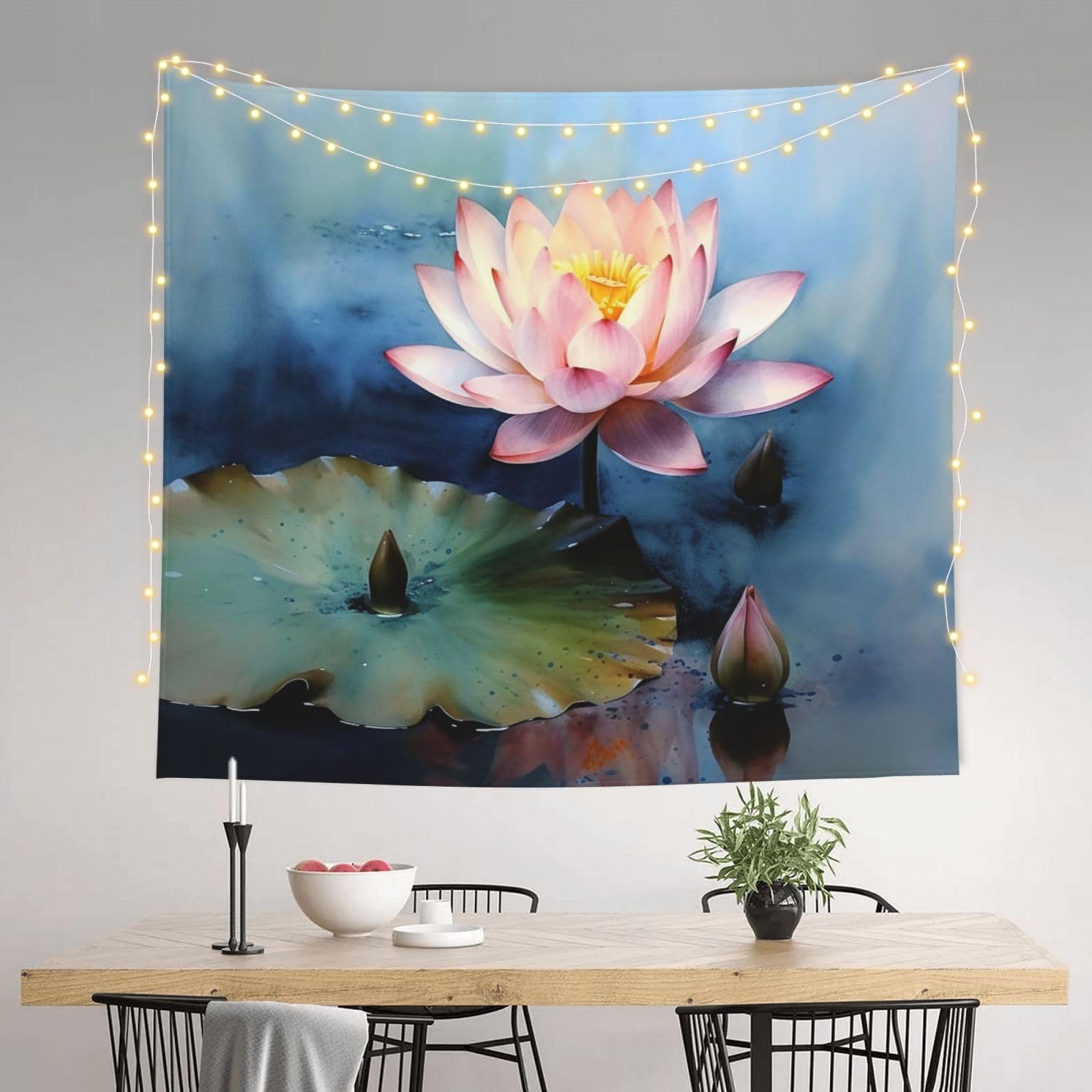 Arazzo Zen Fiori di Loto ABAKUHAUS - Decorazione Parete 160x274