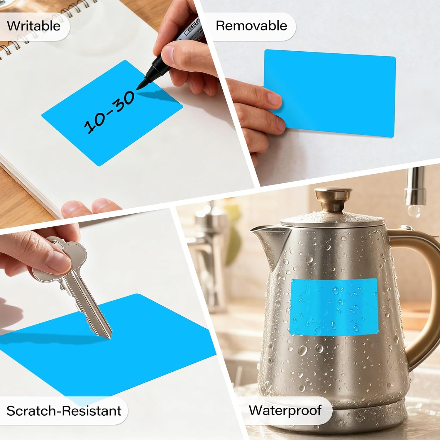 3 × 5 Inch Labels for Storage Bins Removable Vinyl Rectangle Moving Labels for Boxes 500 Pcs Adhesive Color Coding Stickers Waterproof for Home Classroom Office Warehouse, Fluorescent Blue