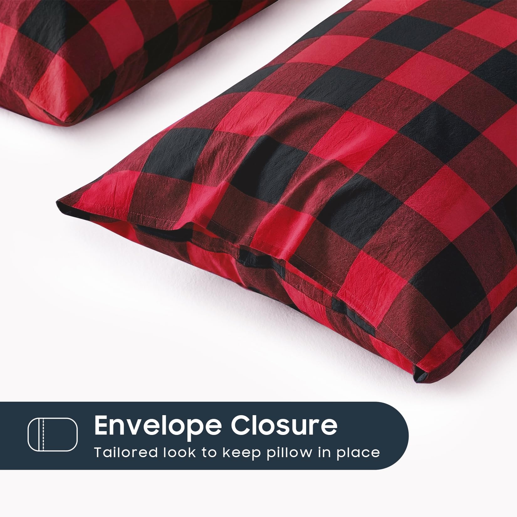 Amazon.com: Wake In Cloud - Plaid Pillow Cases, 100% Washed Cotton