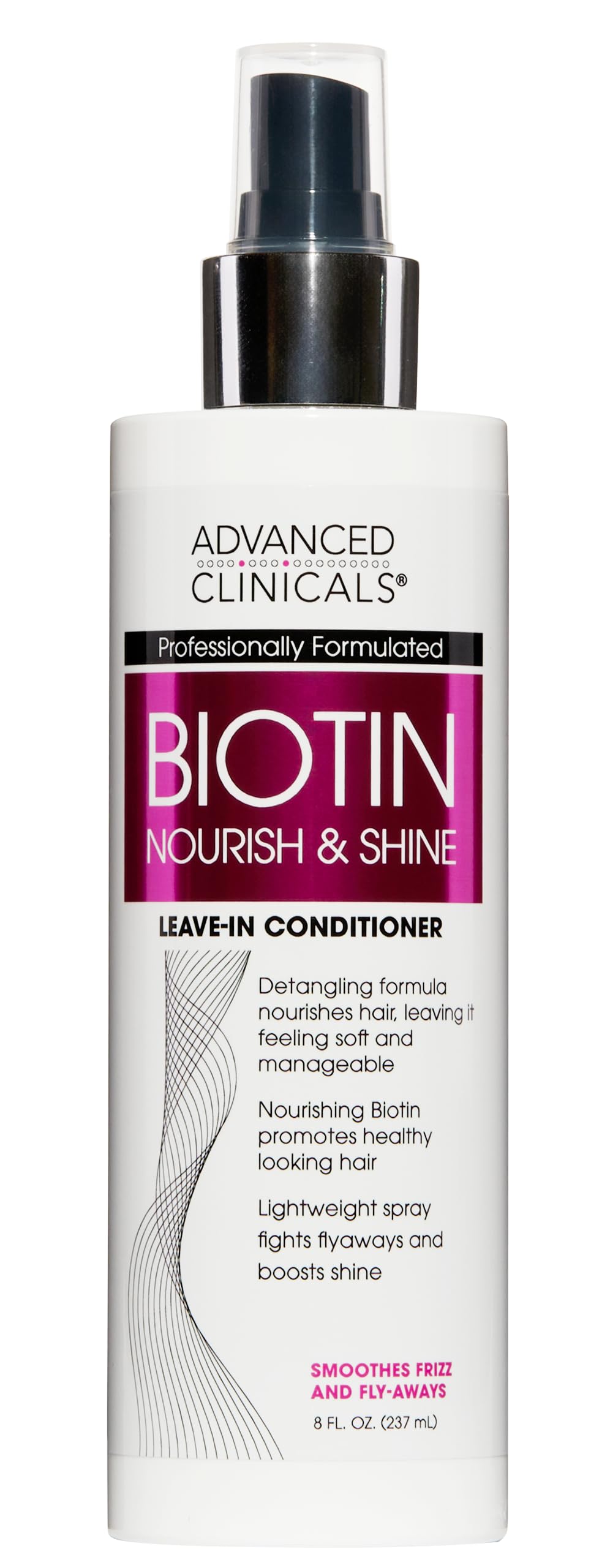 Advanced Clinicals Hair Spray Thicken & Shine Leave In Treatment, Nourishing Detangling Formula for Fine, Damaged, or Frizz Prone Hair, Supports Scalp Health for Strong Thick Hair, 8 Fl Oz