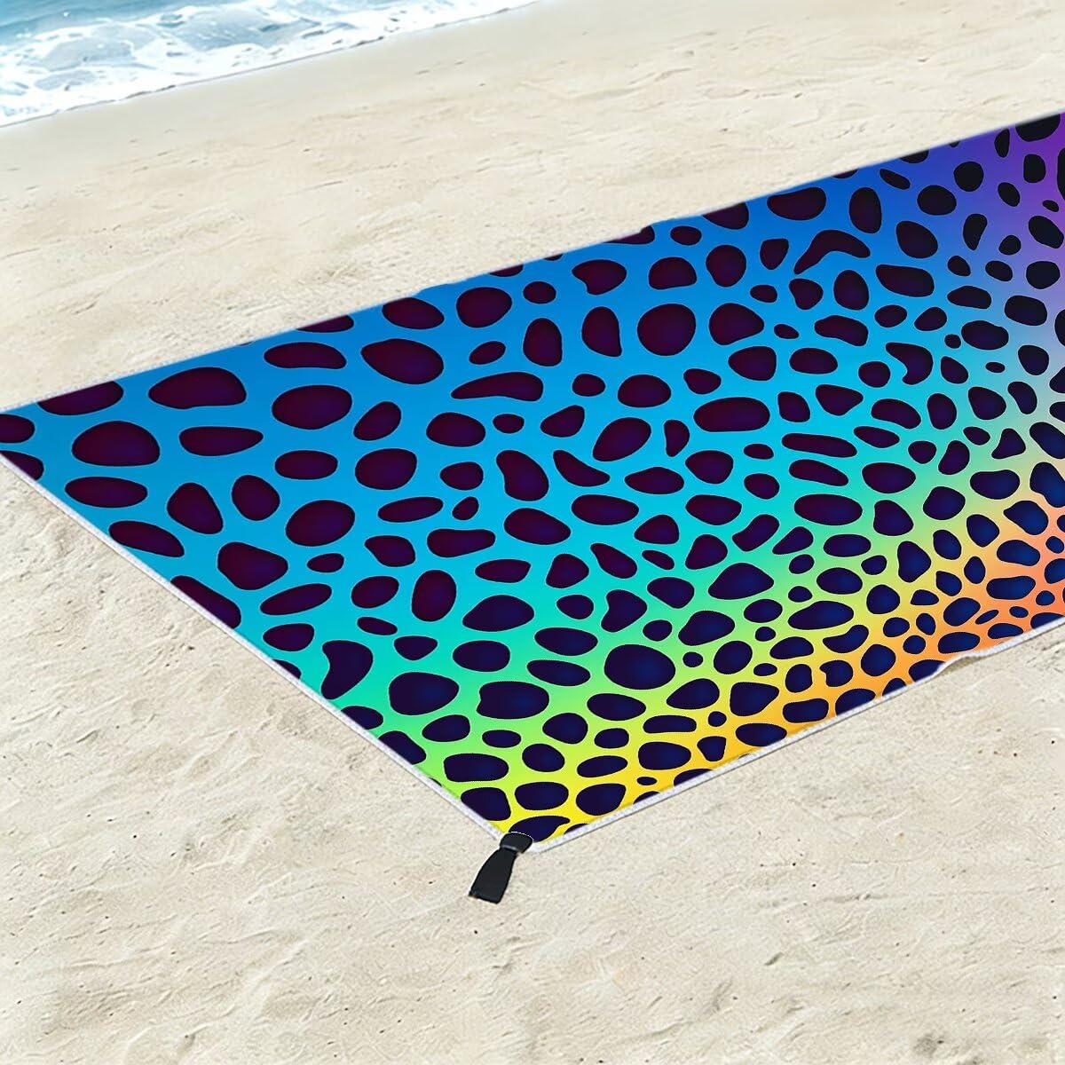 Ręcznik plażowy z mikrofibry, duży 100 x 220 cm, zestaw 2 szt., szybkoschnący, ręcznik do sauny, ręcznik fitness, wzór panterki, chłonny ręcznik kąpielowy, sportowy, bez piasku, ręcznik plażowy XXL