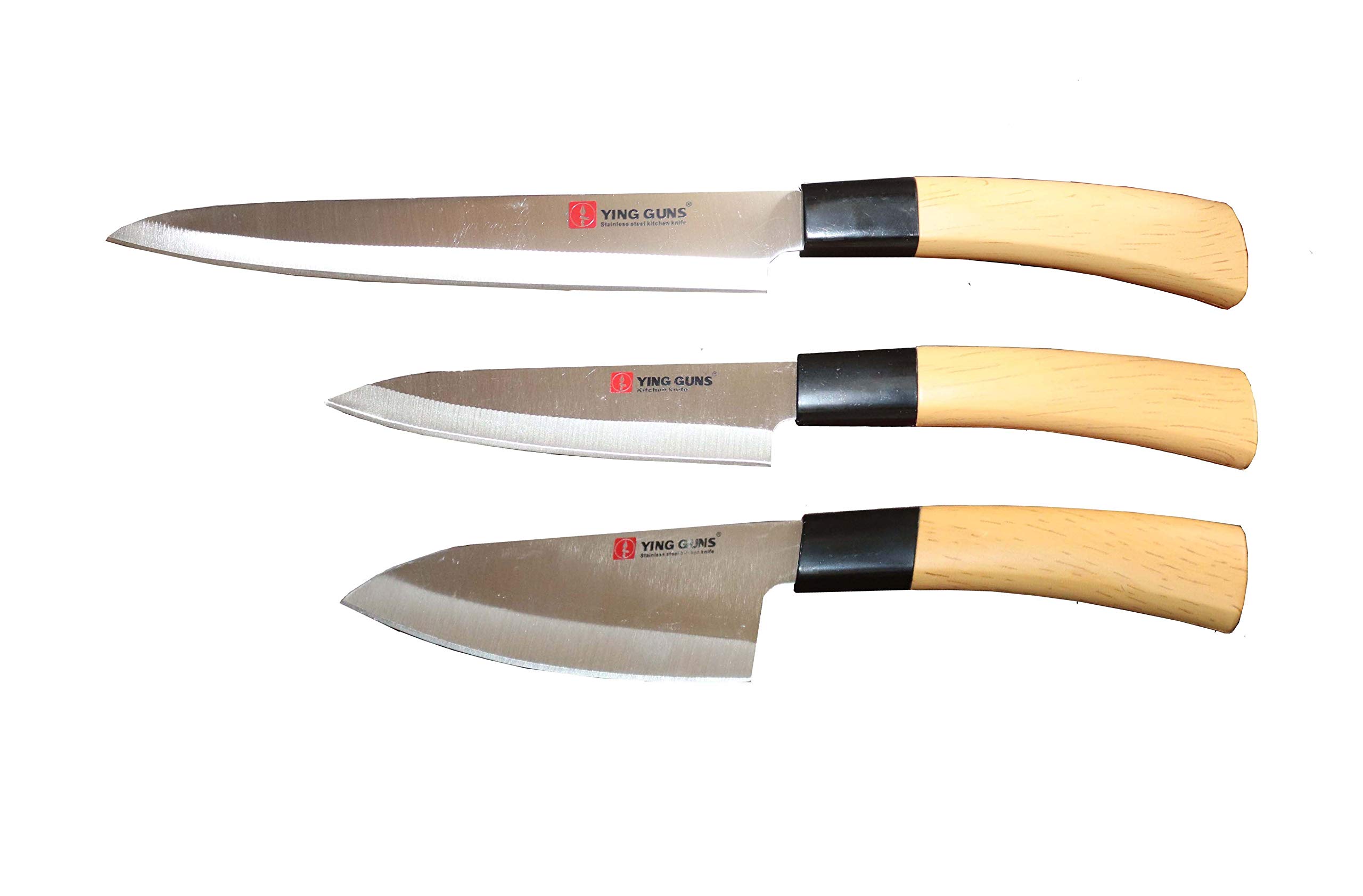 Sanchana® Ying Guns Stainless Steel Kitchen Knife, Sharp Blade, Wood Finished Handle ( Combo ) - ( Pack of 3 )
