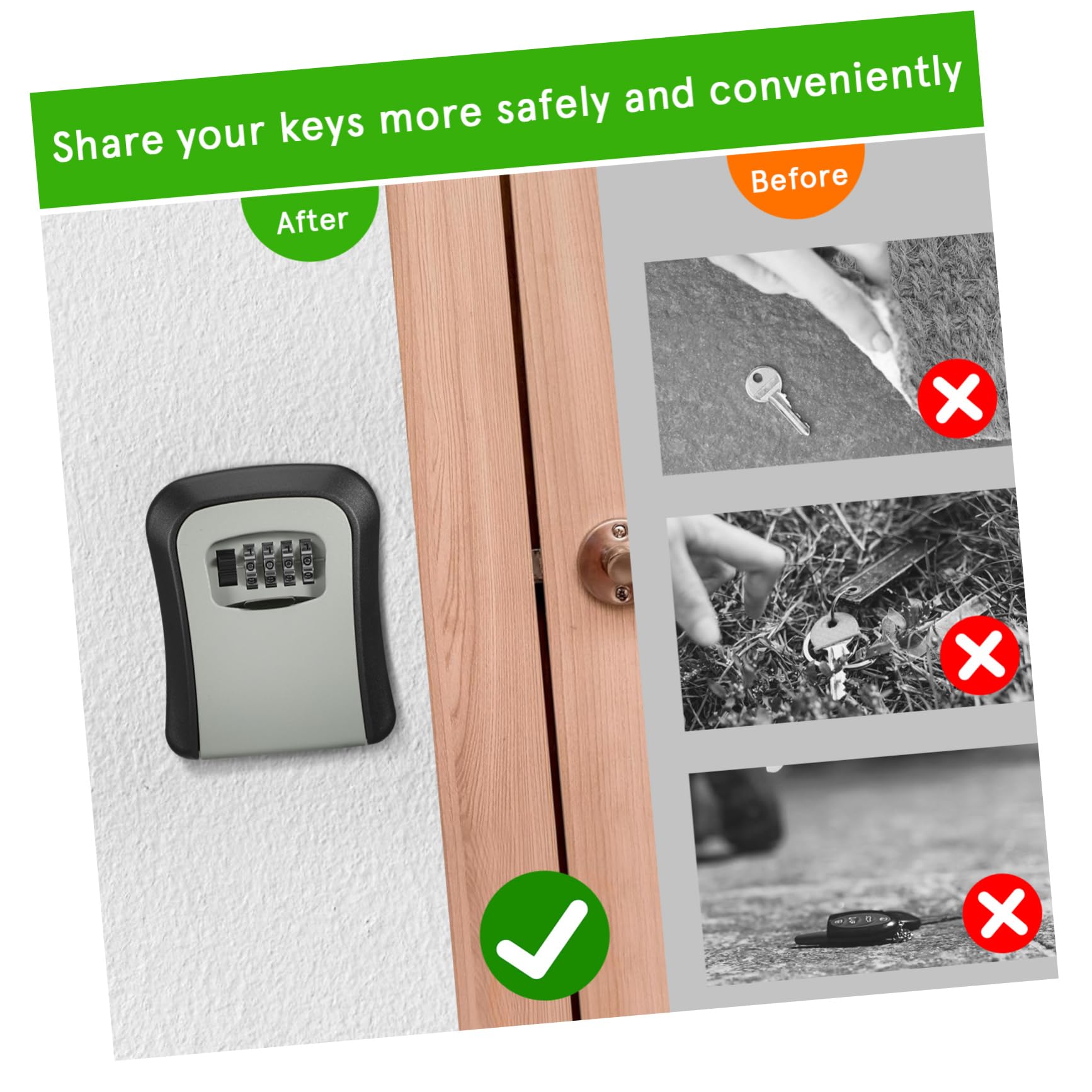 Housoutil 2sets Portachiavi da Parete con Combinazione Cassetta di Sicurezza per Chiavi Organizer Portachiavi Resistente alle Intemperie Nascondi Chiavi con Chiave di Casa Scatola di Sicurez