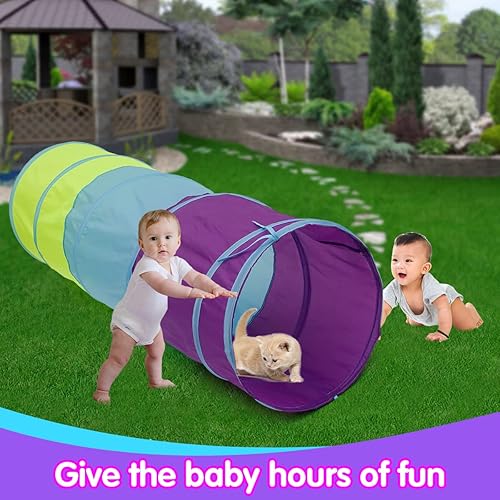 Miniatura 6 de Túnel de juego para niños de 5 pies para niños pequeños túnel de arrastre desplegable para que los niños gateen a través de la casa de juegos para