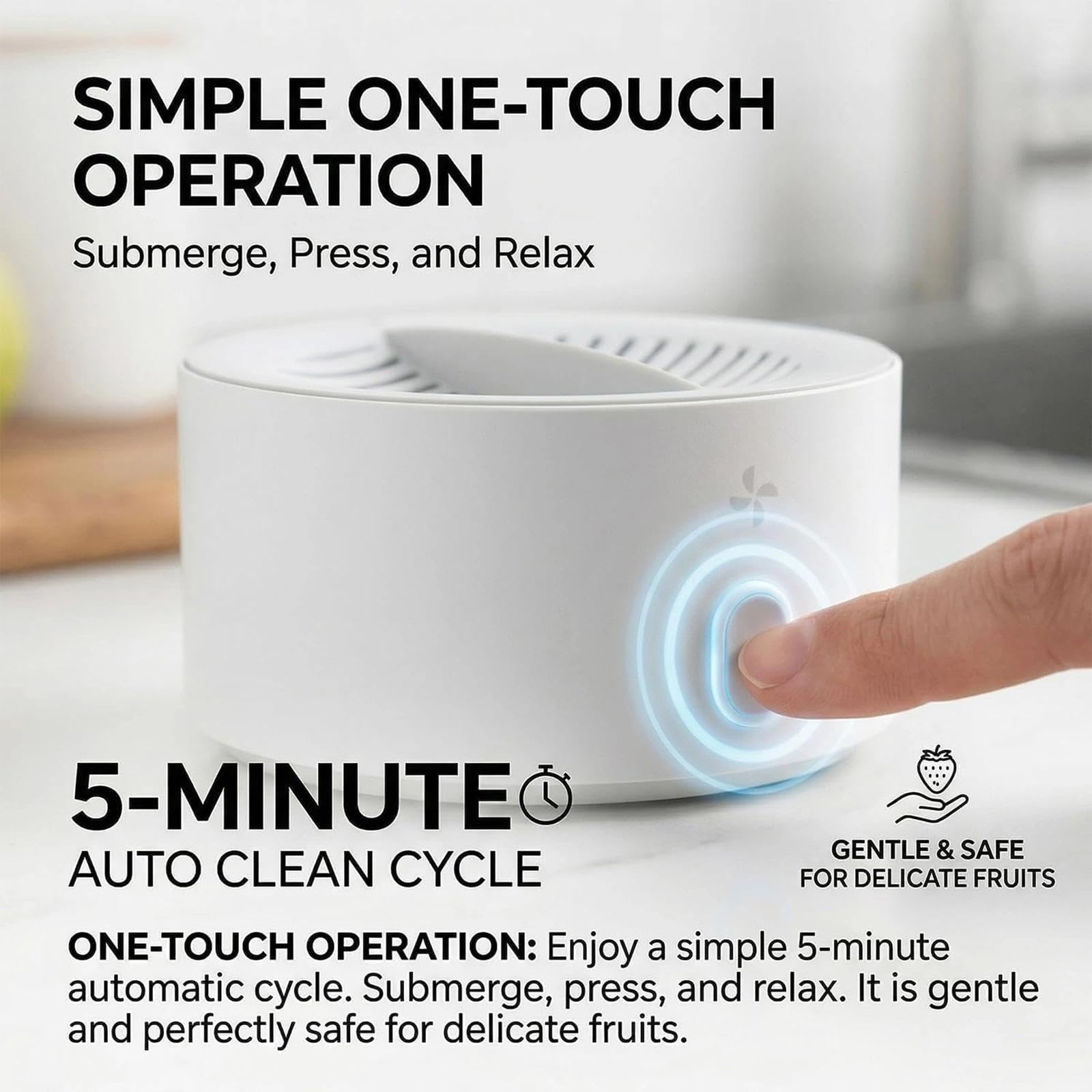 Puribreeze Gemüsereiniger Ultraschall, Obst und Gemüse Waschmaschine, Portable Wireless Veggie Wash