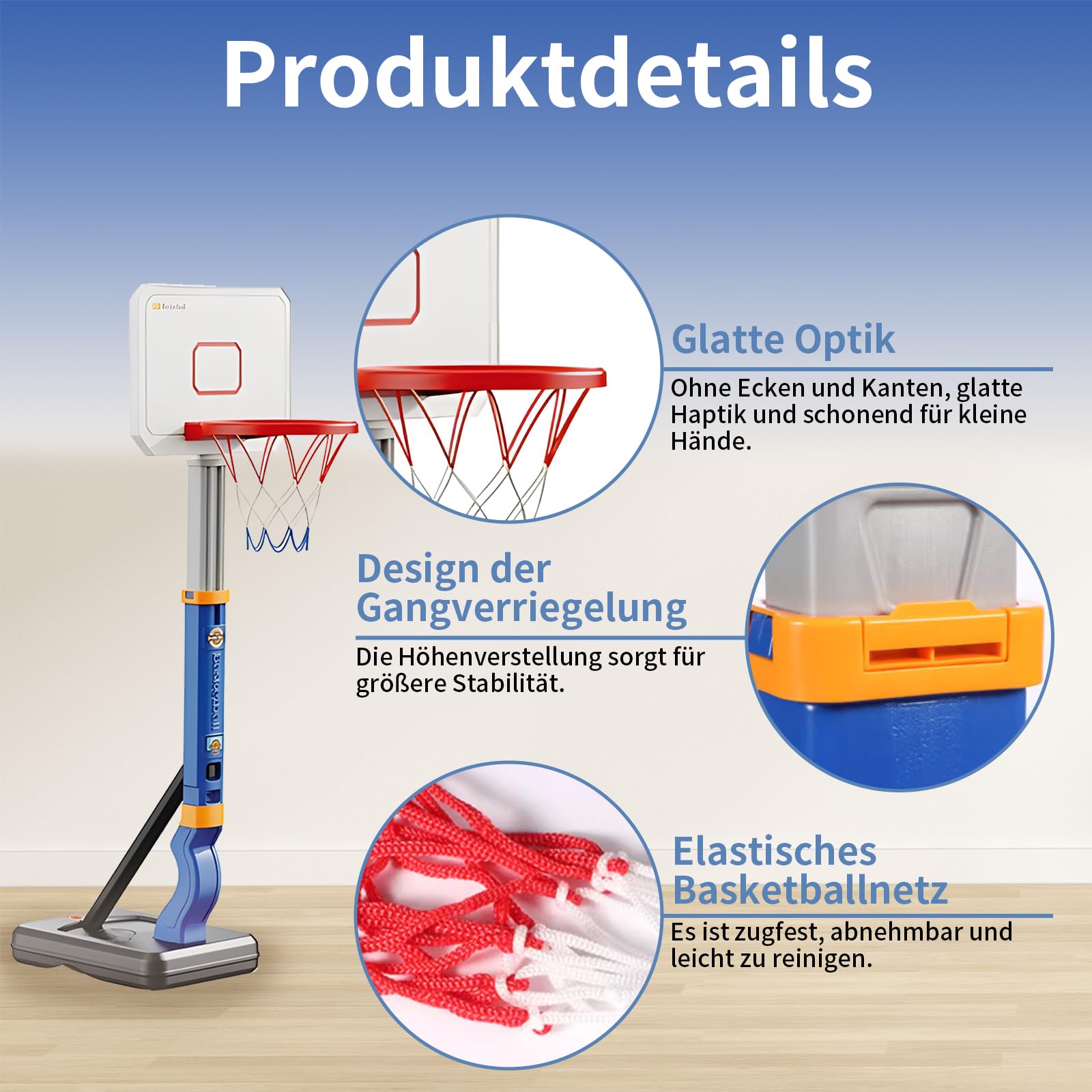 Kinder Basketballkorb mit Ständer - Höhenverstellbar von 75 bis 138cm, Tragbarer Indoor Outdoor Basketballkorb für Jungen Mädchen ab 3 Jahren - Gartenspielzeug & Spielzeug ab 3 4 5 Jahre