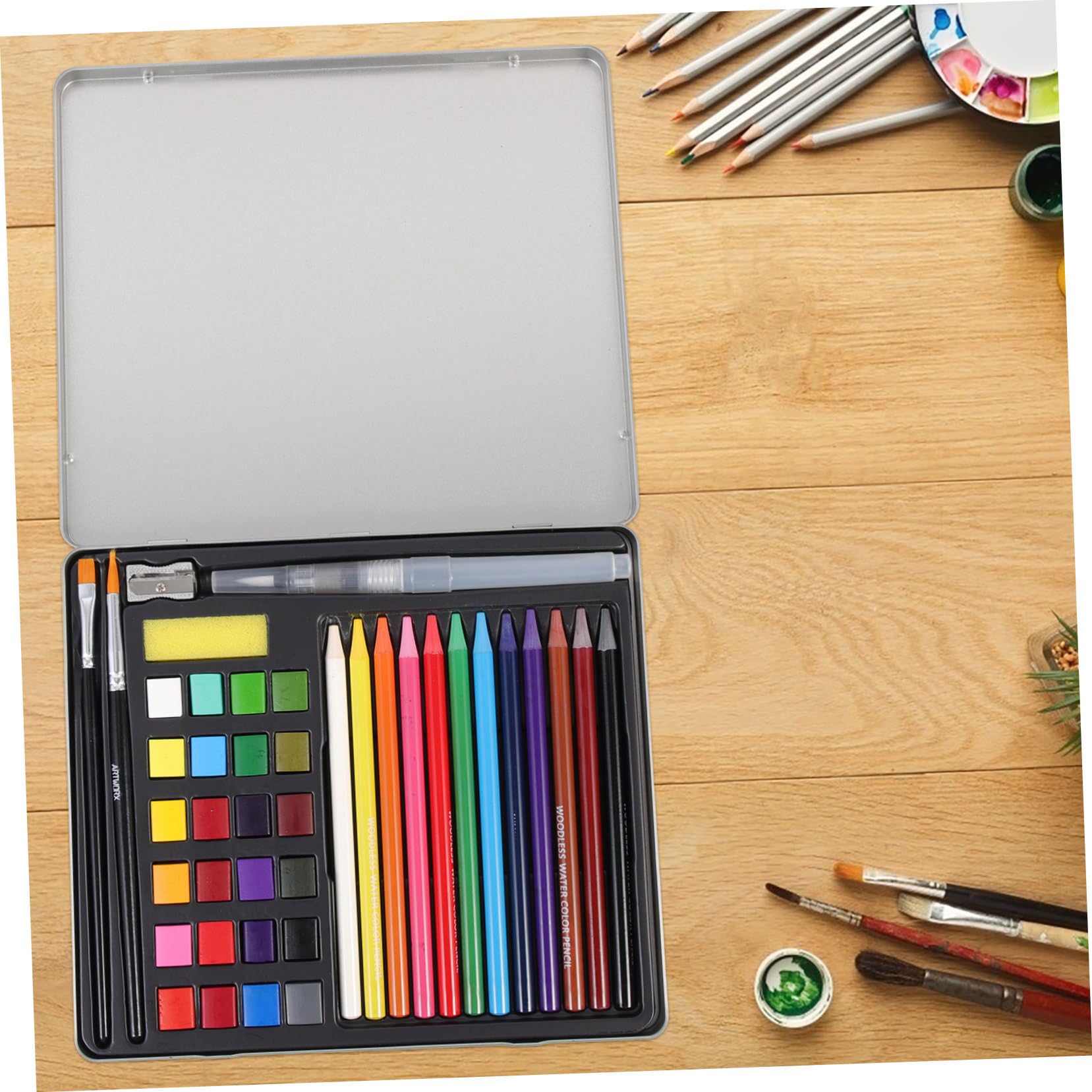 TEHAUX Aquarellfarben Satz für Kinder 24 Farben 1 Satz Malzubehör