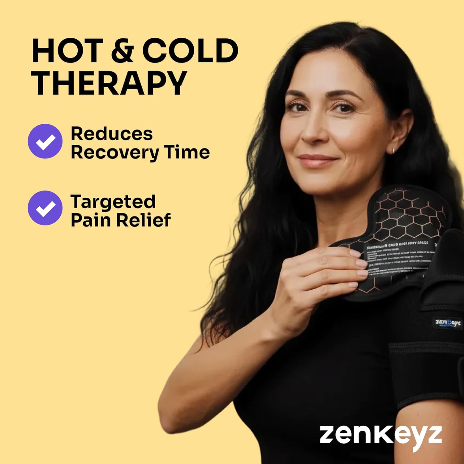 ZENKEYZ Reusable Gel Shoulder Ice Pack - 8x10 Inch, Black, Pack of 1 - Hot & Cold Therapy for Injuries - Flexible Knee Ice Wrap - Ankle Wrap & Back Pain Support Sport Gift for Athletes and Seniors - Image 4